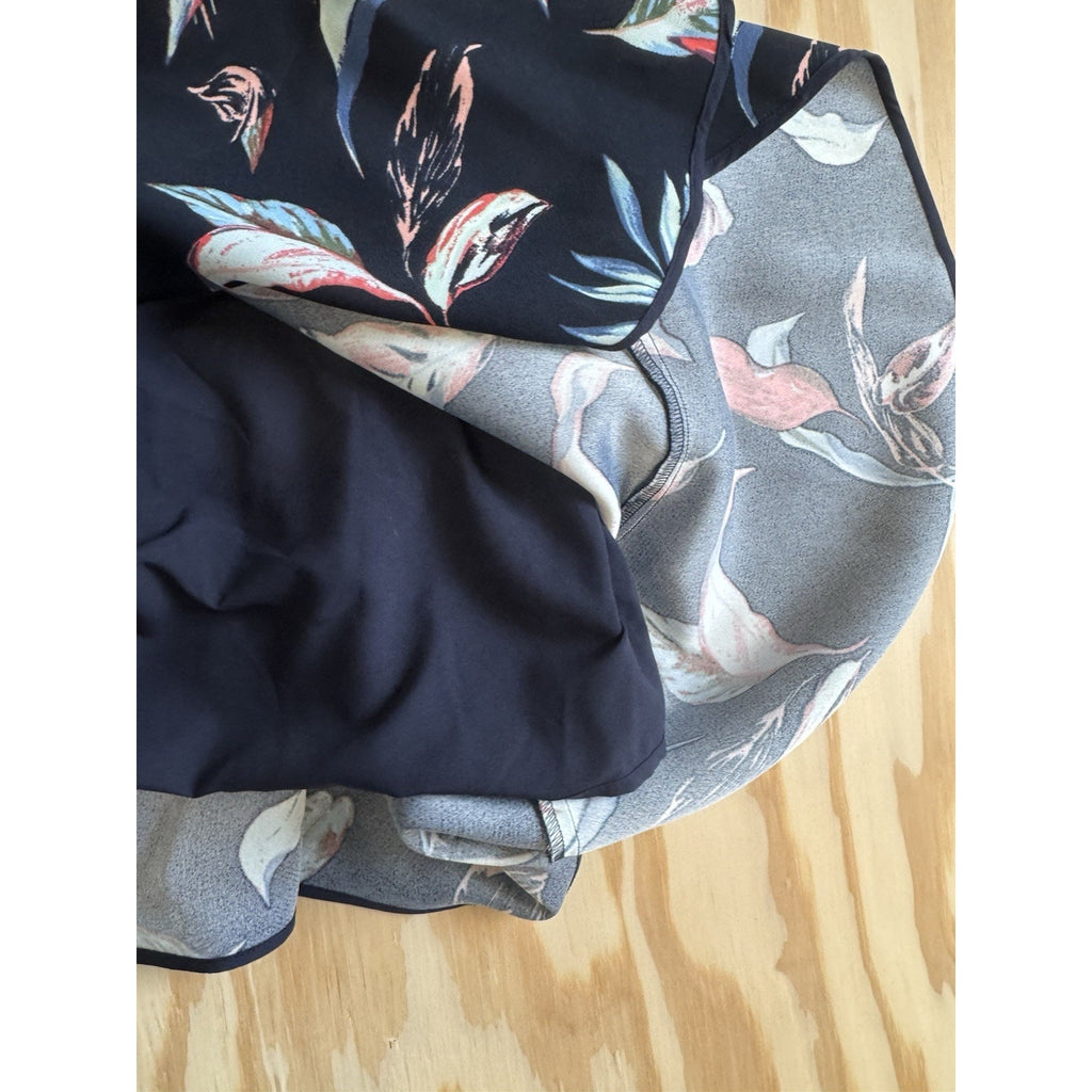 Banana Republic Floral Dress Womens 12 Navy Sleeveless Ruffle Hem Fit Flare New