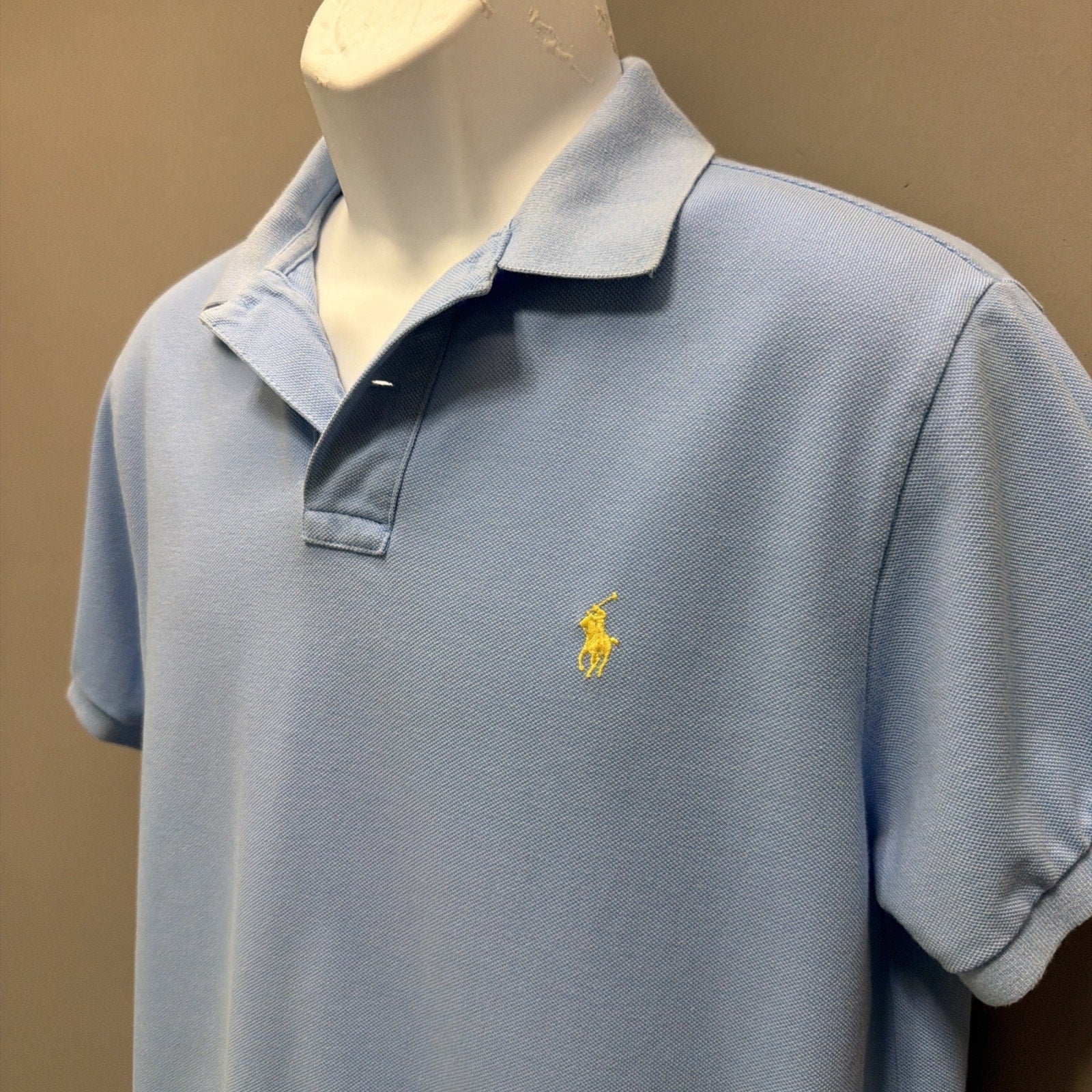 Polo Ralph Lauren Blue Cotton Pique Custom Fit Polo Shirt Size Large