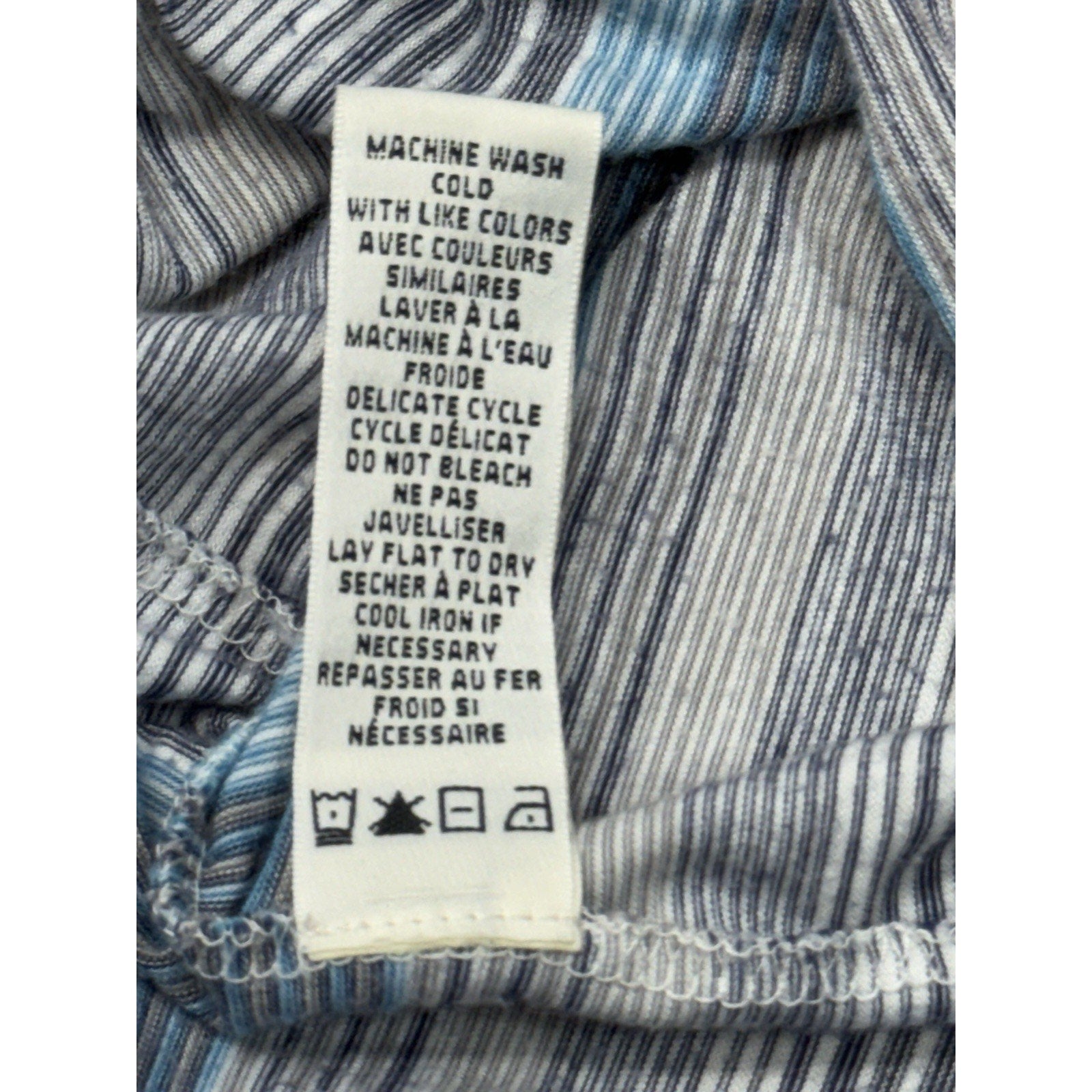 Max Studio Dress Blue Gray Striped S Stretch Maxi V-Neck