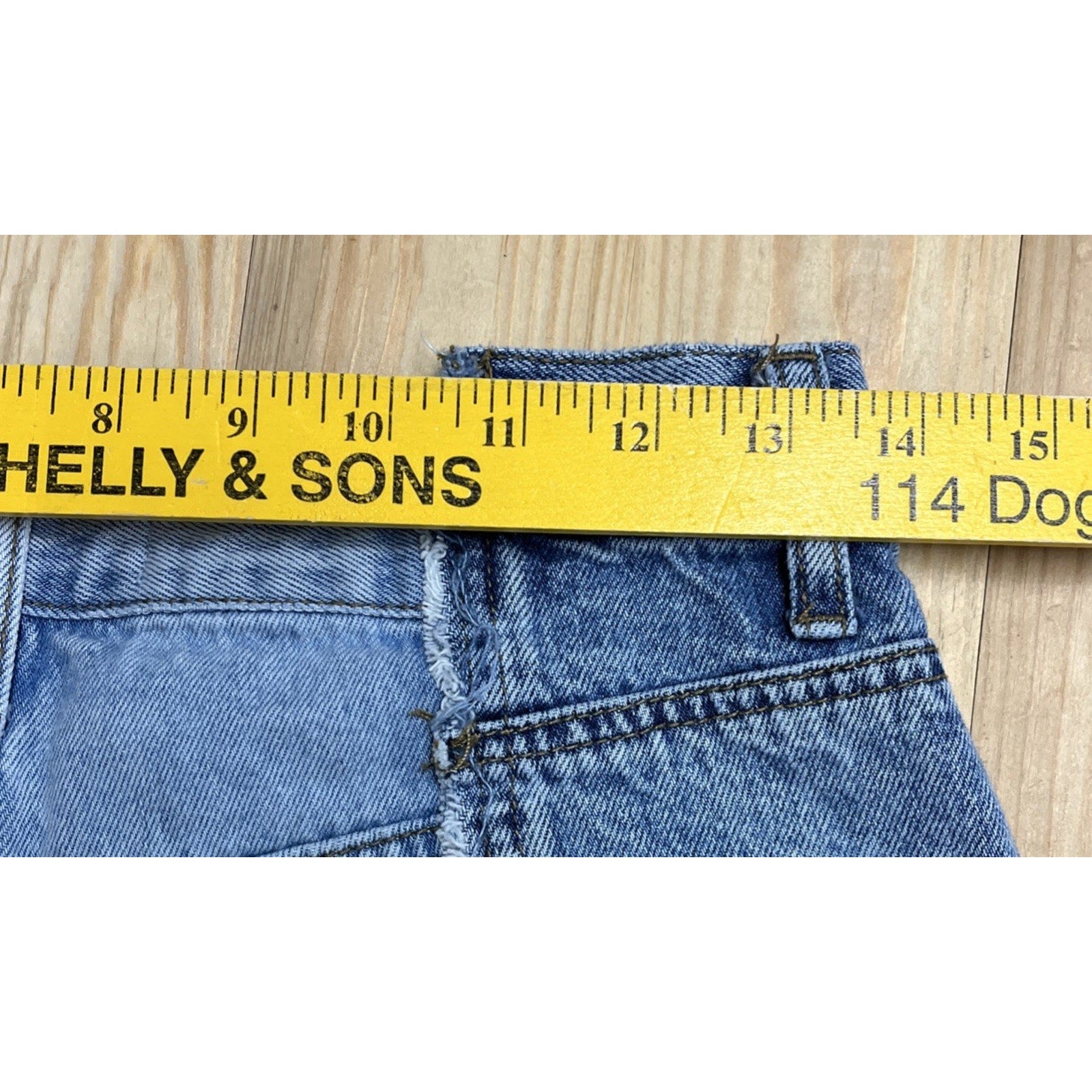 Flying Monkey Jeans High Waist Denim Moto Shorts 26 inch Light Wash Frayed