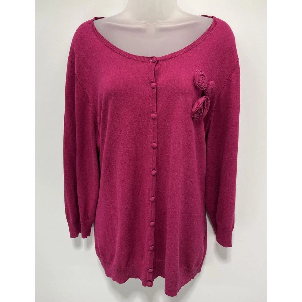 Women’s Talbots Magenta Long Sleeve Cardigan Size 3X