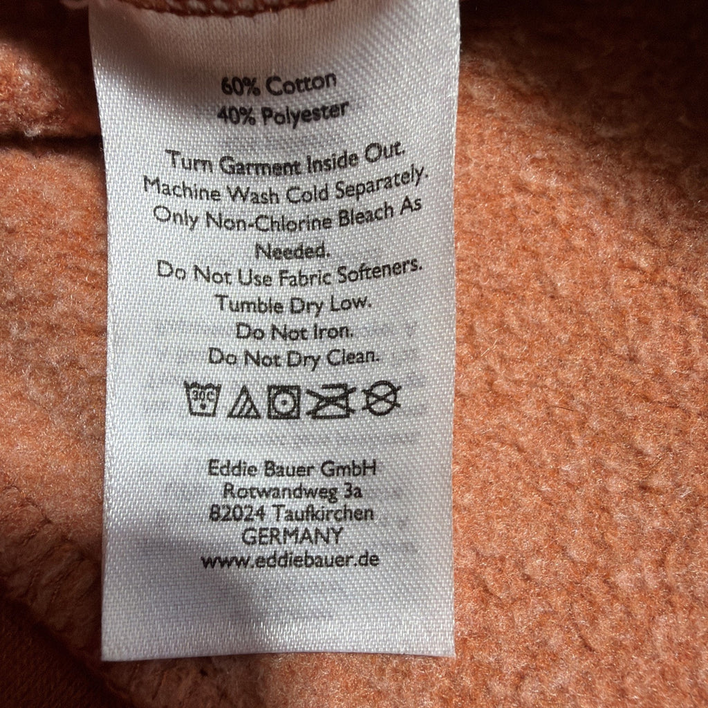 Eddie Bauer Vintage Soft Fleece Hoodie Womens Small Orange Full Zip Sweatshirt