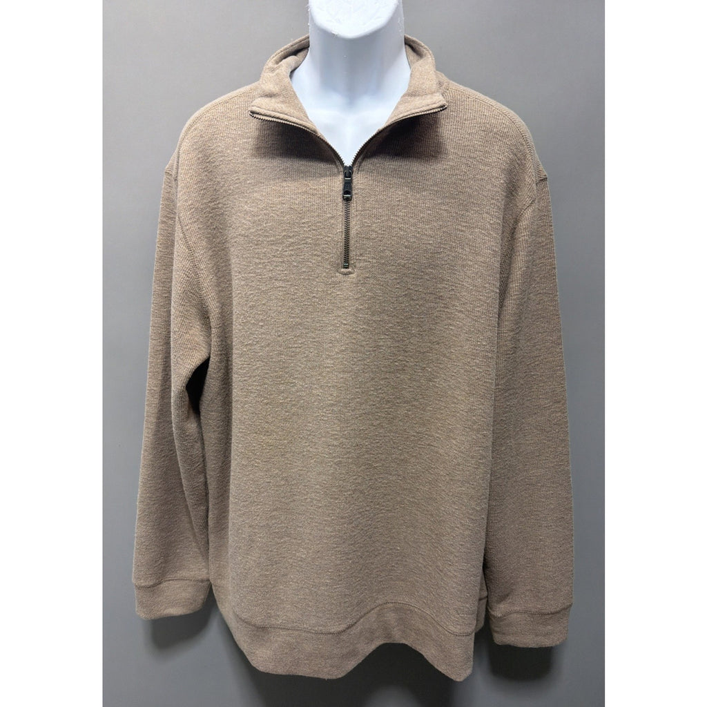 Banana Republic Mens Waffle Quarter Zip Pullover Sweater XL Size color Tan