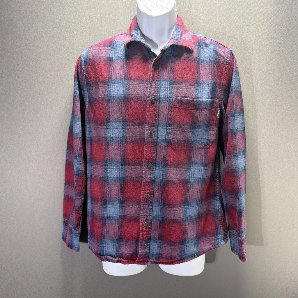 Eddie Bauer Shirt Blue Red Plaid Flannel Mens Size Small Outdoor Casual