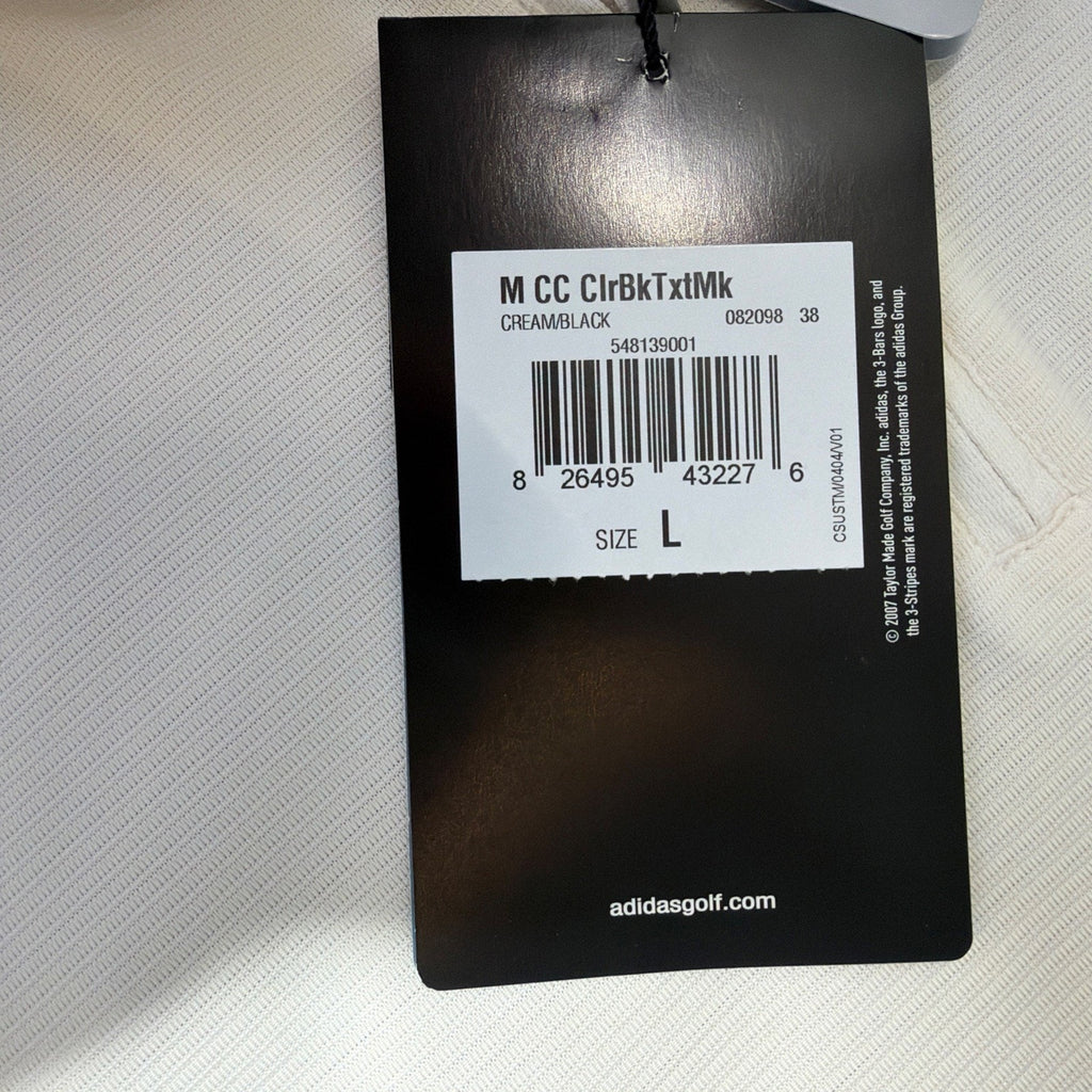 Adidas ClimaCool Cream Black Golf Short Sleeve Polo Shirt Size 1/4 zip L NEW