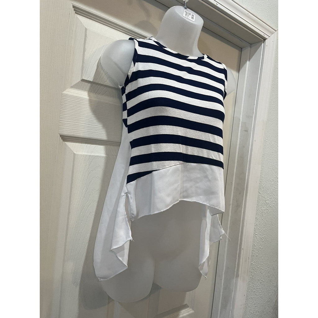 Btween Black and White Sleeveless Ruffled Hem Tank Girls Size 10 Medium