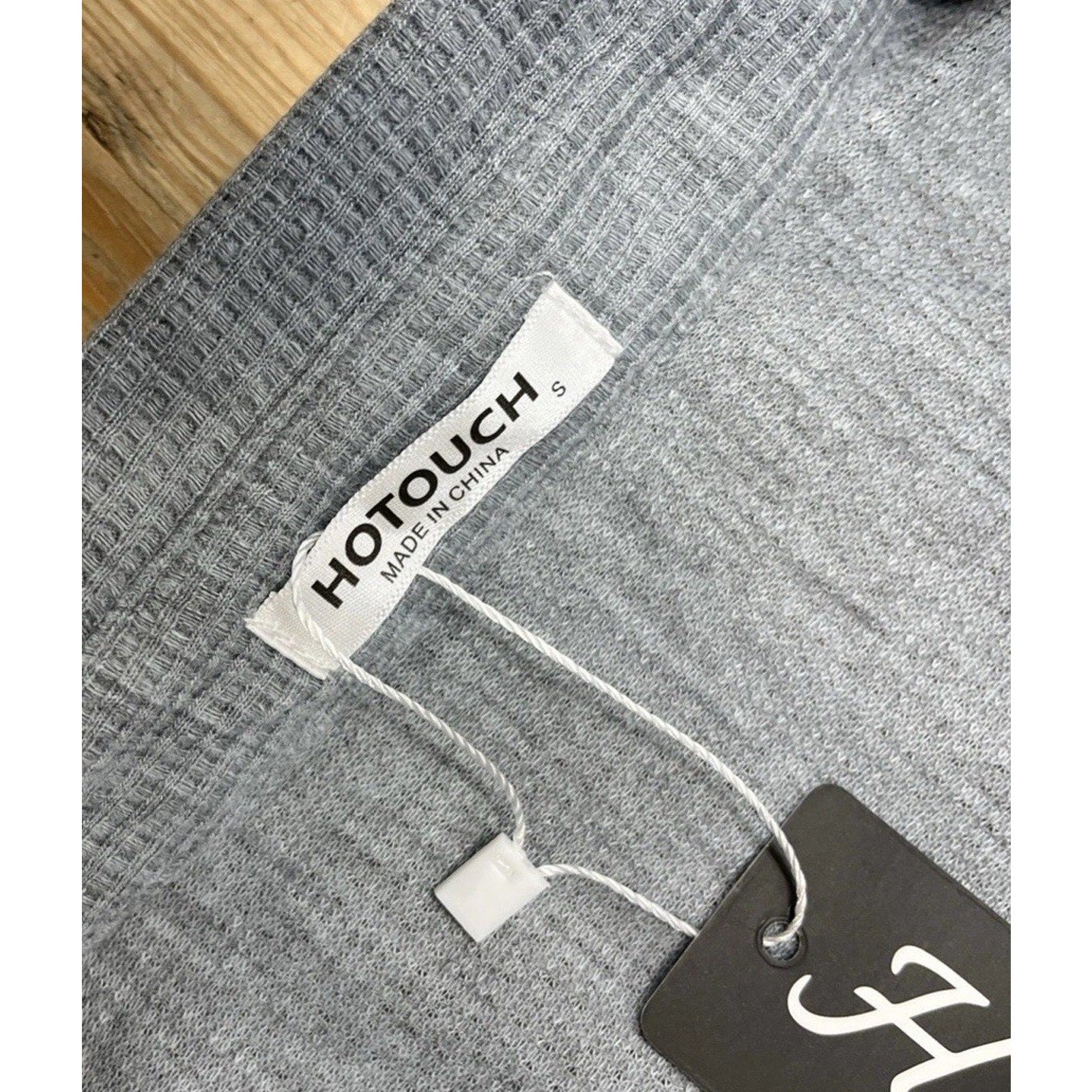 Hotouch Women's Size S Oversized Gray Long Sleeve Button Front Waffle Knit Shirt