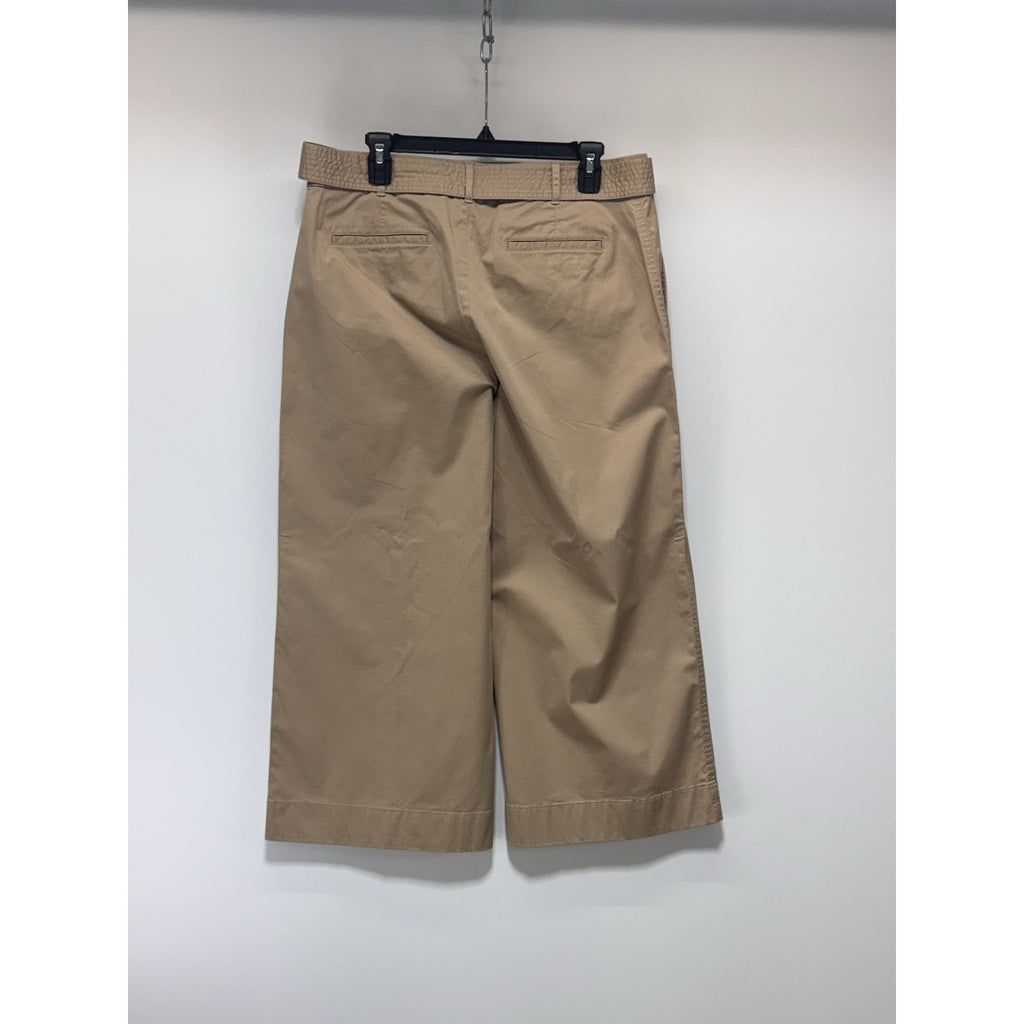 Ralph Lauren Beige Brienda Wide Leg Belted Capri Pants Size 10