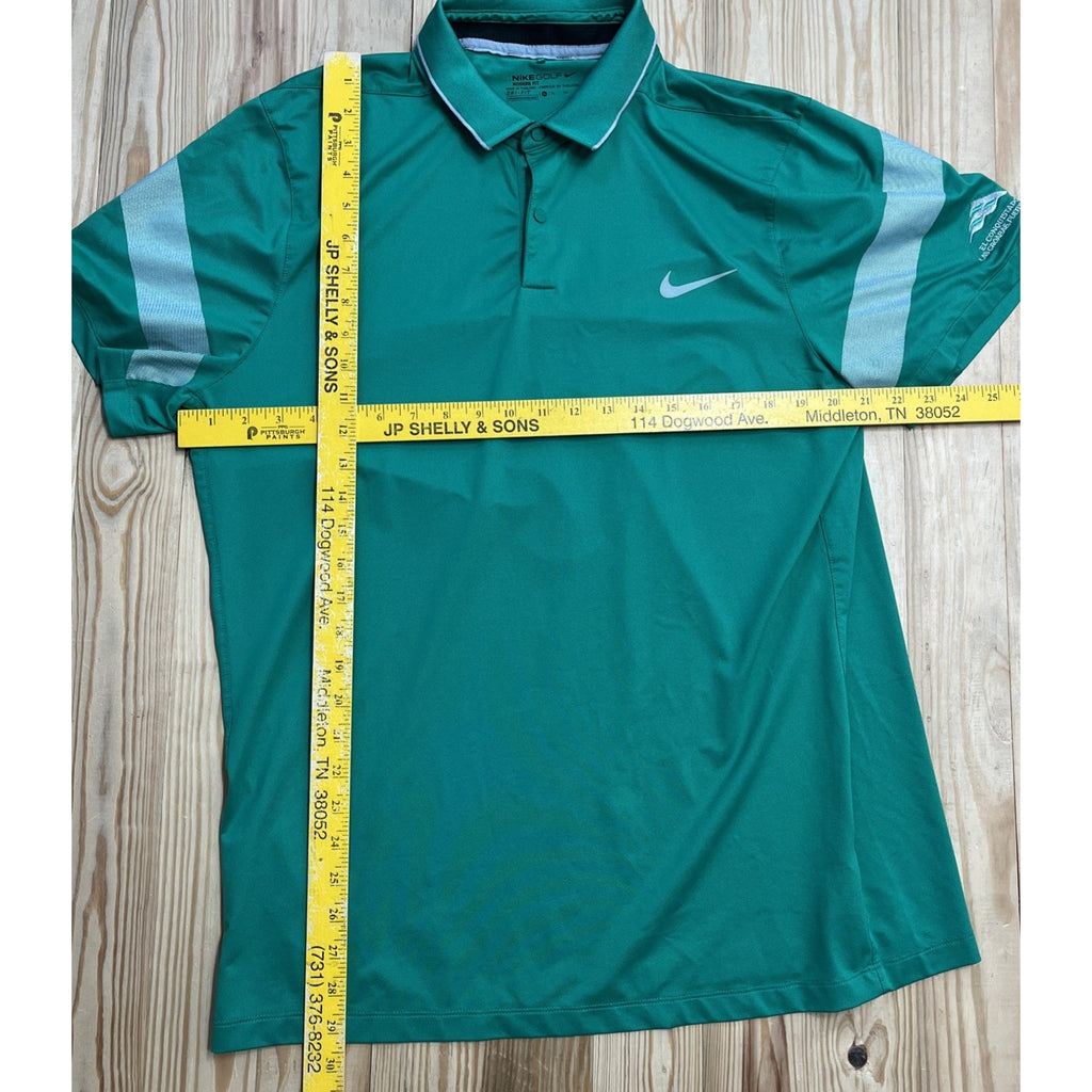 NIKE DRI FIT SS GOLF POLO Shirt Mens XL Green & Grey Trim Snap Button