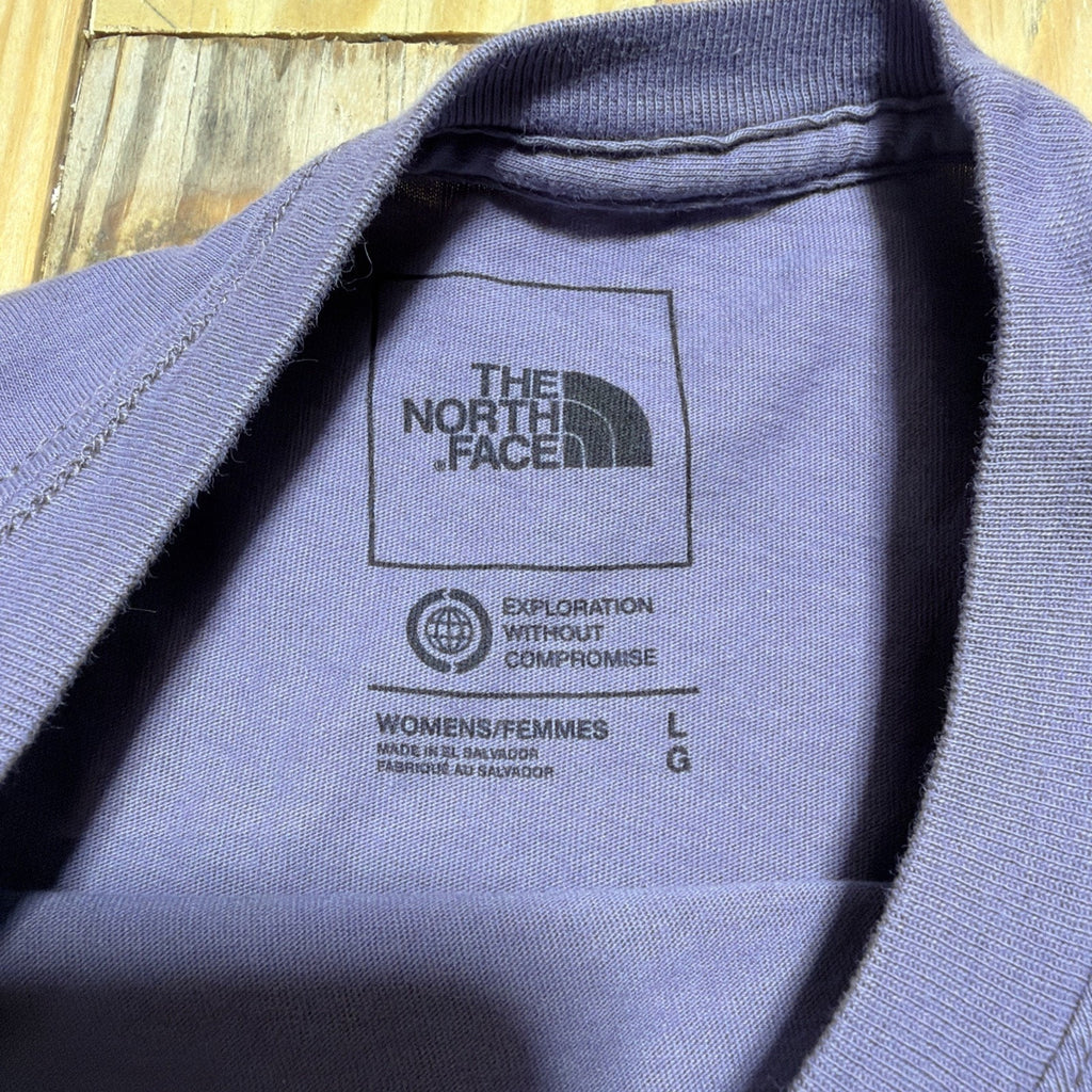 The North Face Womens Purple Long Sleeve Graphic T-Shirt Logo Gradient Large