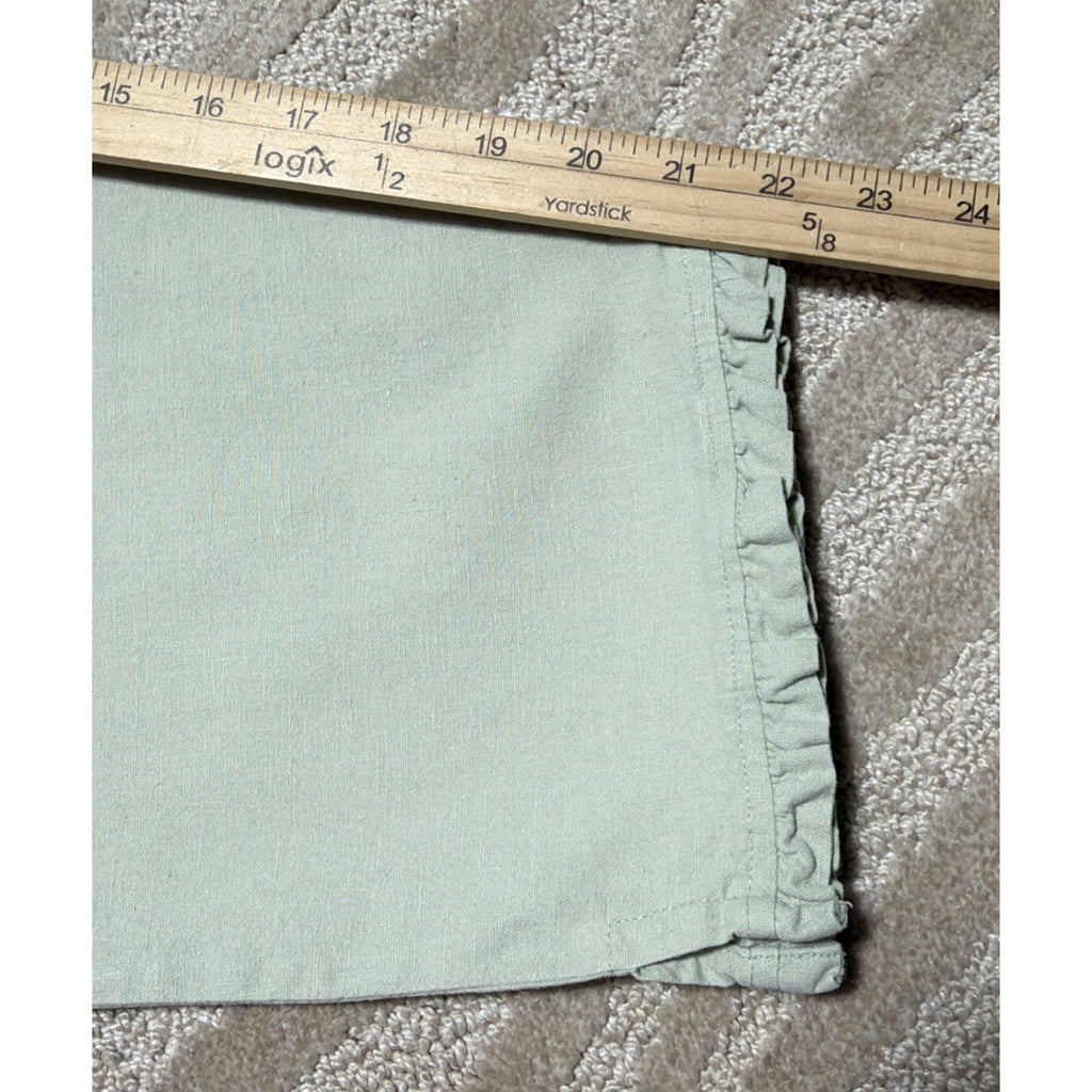 Vintage Capacity Linen Drawstring Crop Capri High Rise Pants Ruffle Hem SZ S