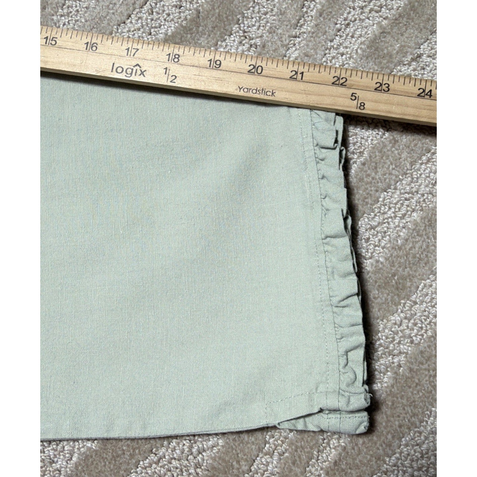 Vintage Capacity Linen Drawstring Crop Capri High Rise Pants Ruffle Hem SZ S