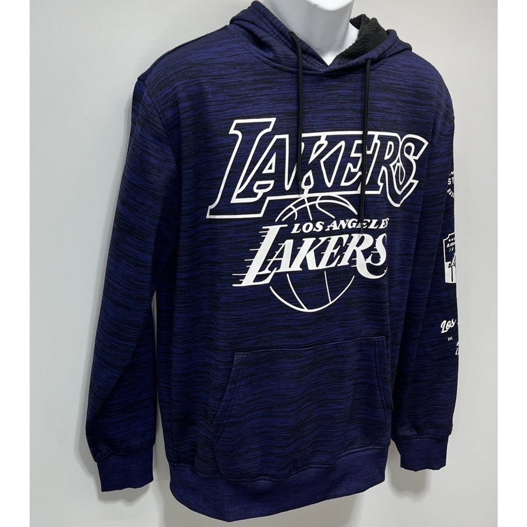 Los Angeles Lakers Men Sweater Medium Blue Heather Hoodie Graphic Pullover
