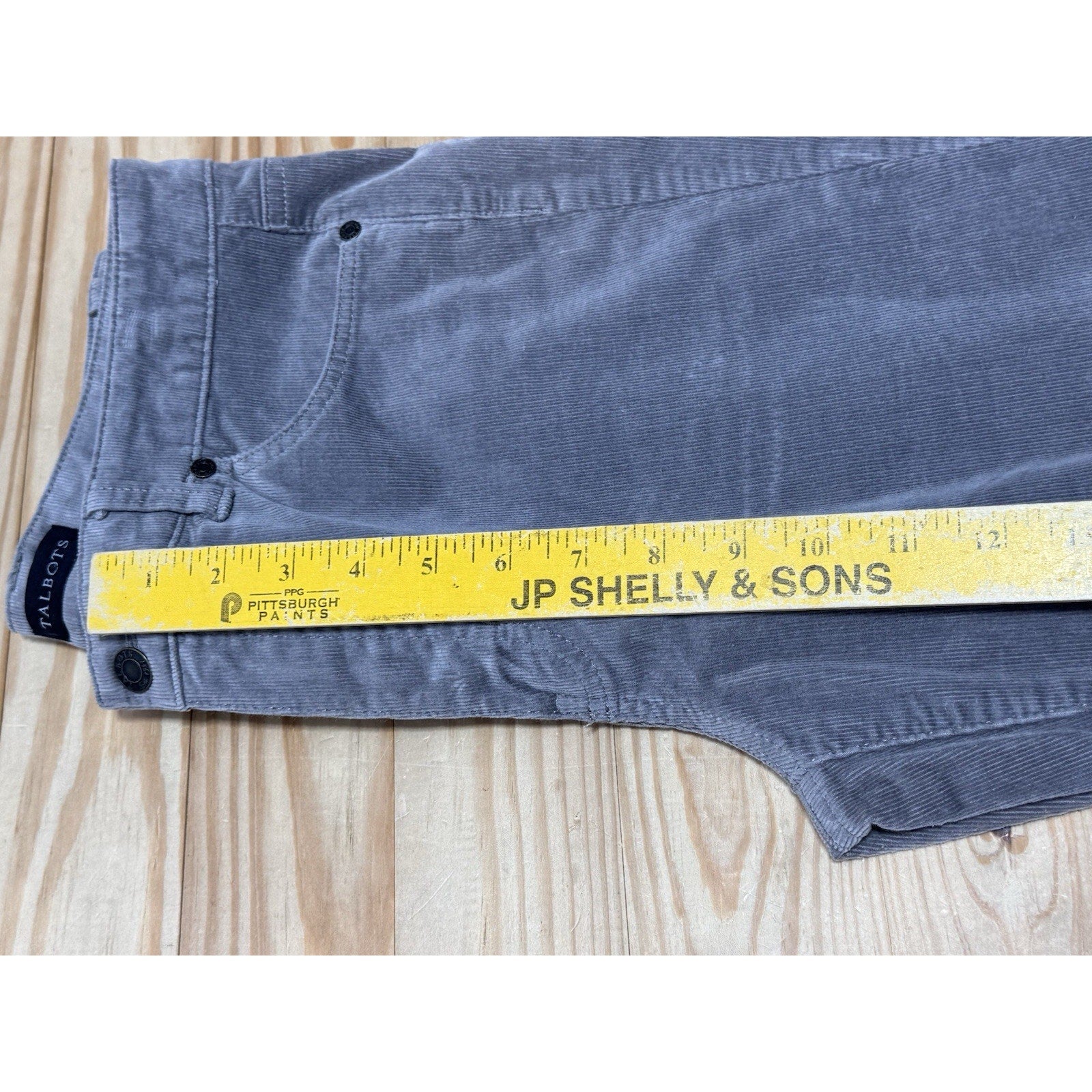 Talbots Corduroy Pants Women's 8 Petite Straight Leg Pockets Stretch Blue Gray