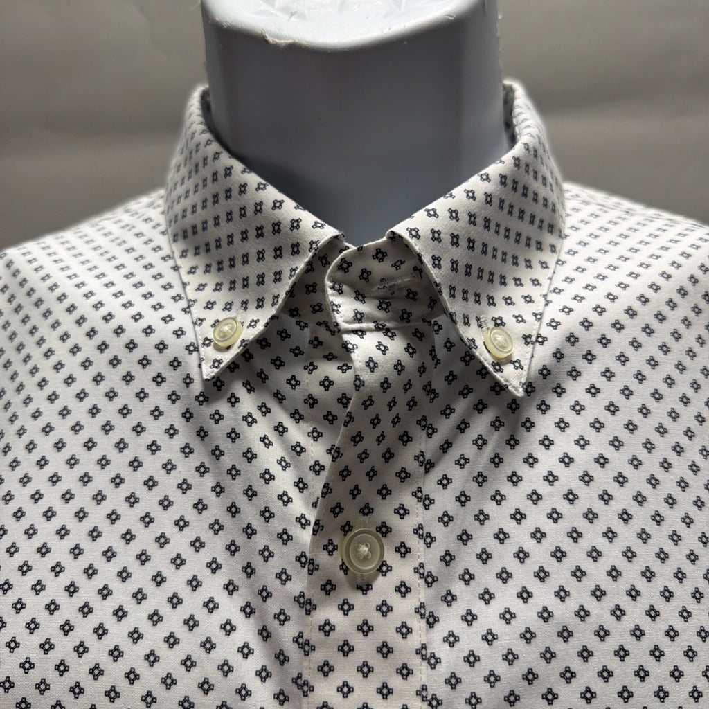 Banana Republic Standard-Fit Non-Iron Dress Shirt in White Blue Dot Size L NWOT