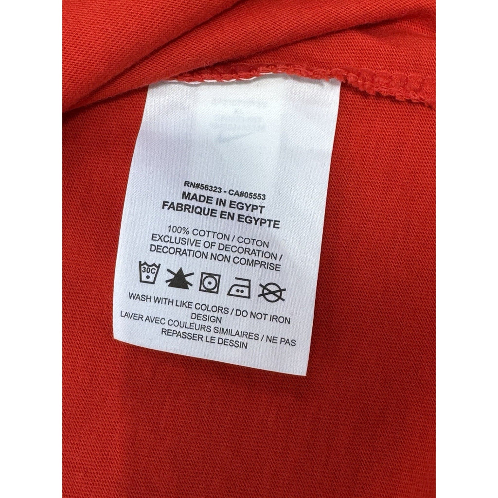 NIKE Classic White Striped Logo Red Cotton Comfort Soft T-Shirt Men’s Size XL