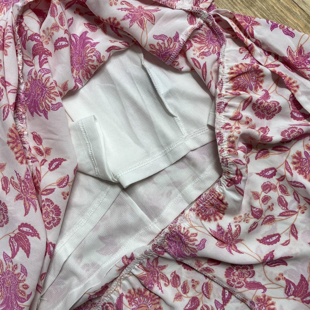 Collective Concepts Womens Floral Ruffle Detail Lace Up Midi Dress Size M NWT