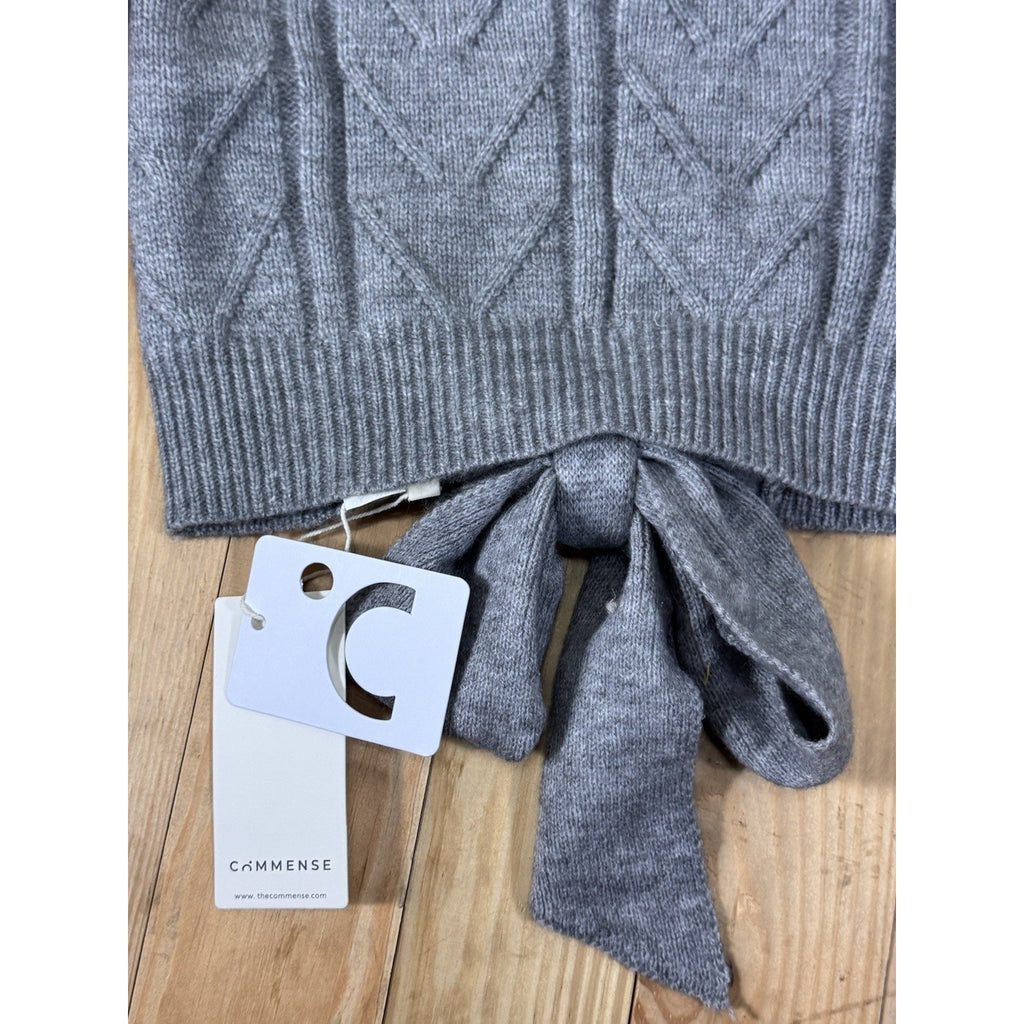 Commence NWT Open Back Cropped Sweater Size M Gray Cable Knit