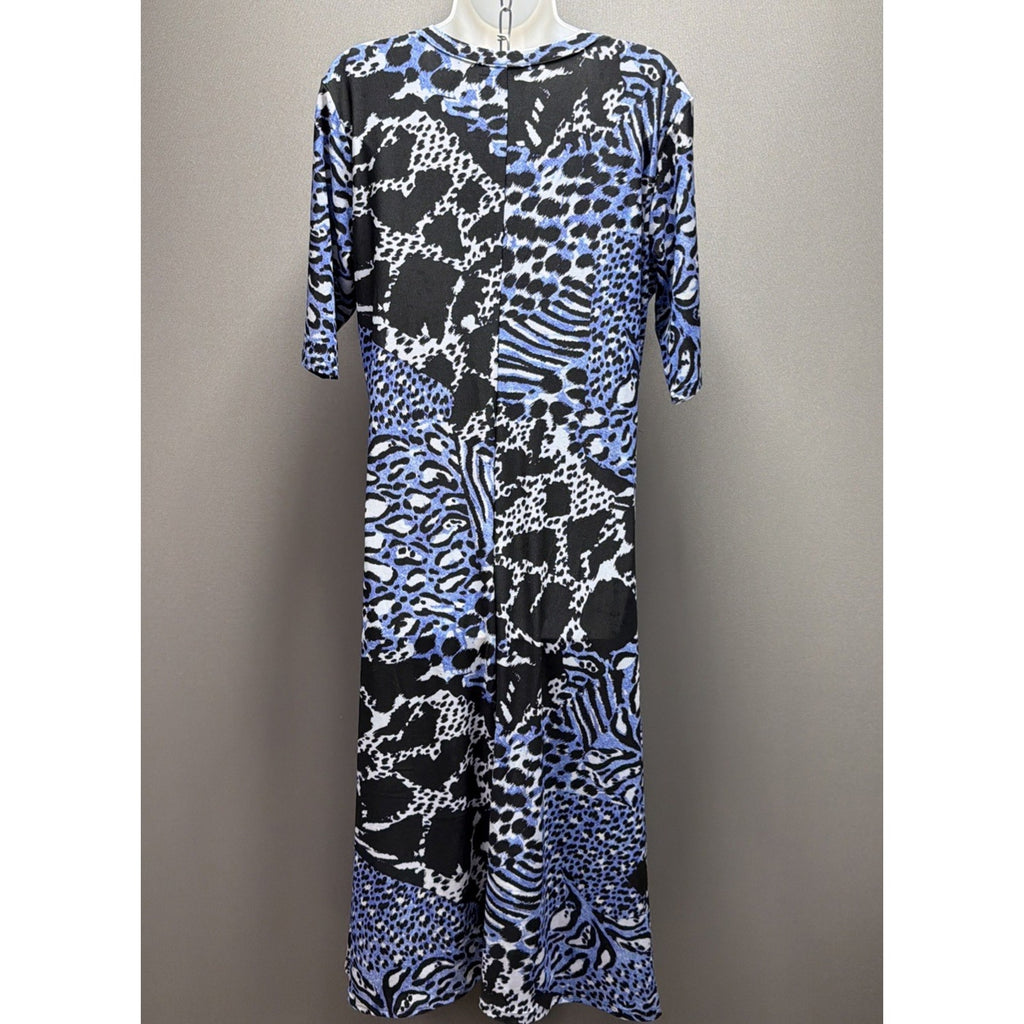 New Attitudes by Renee Petite L Como Jersey Godet Midi Dress Sapphire Pockets