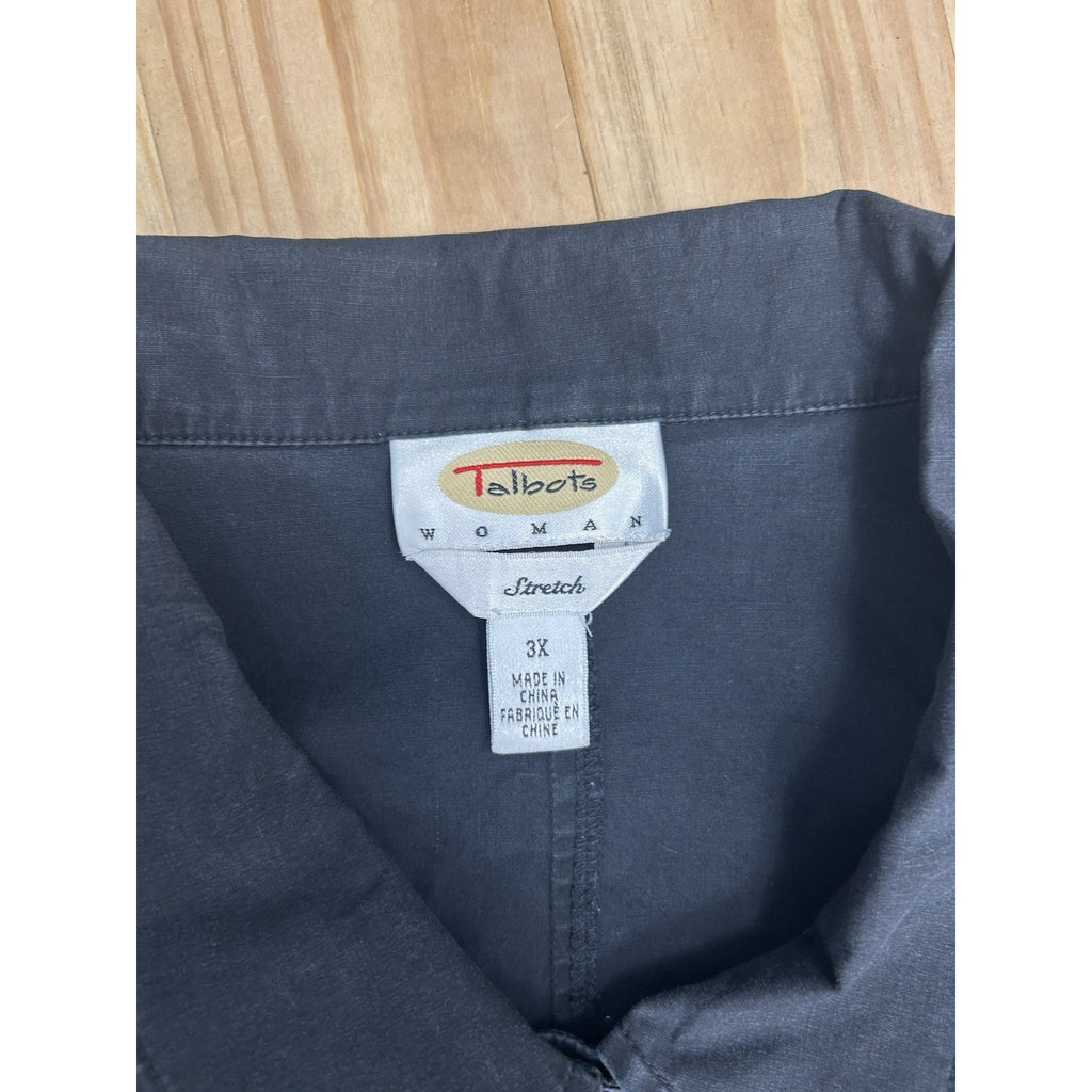 TALBOTS Womens Jacket 3XL Black Button Up Short Utility Jacket.