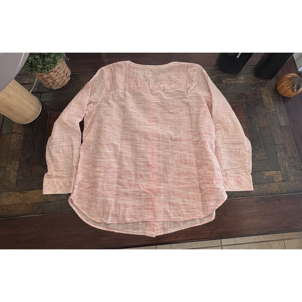 Talbots Plus Pink-on-Pink Check Tunic 100% Cotton LS/Roll Tab Women’s Size 1Xp