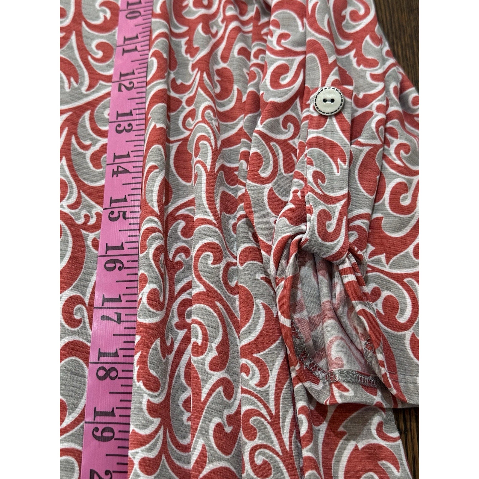 Pink Coconut Boutique Top, Coral And Gray Floral Tunic Women’s Size Small