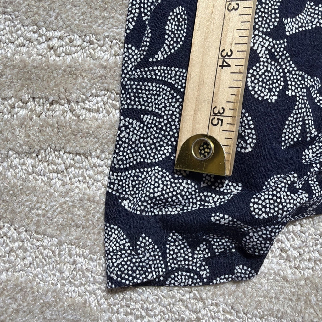 Ann Taylor LOFT Women's Wrap Dress Petite Small Floral Navy Blue White Stretch