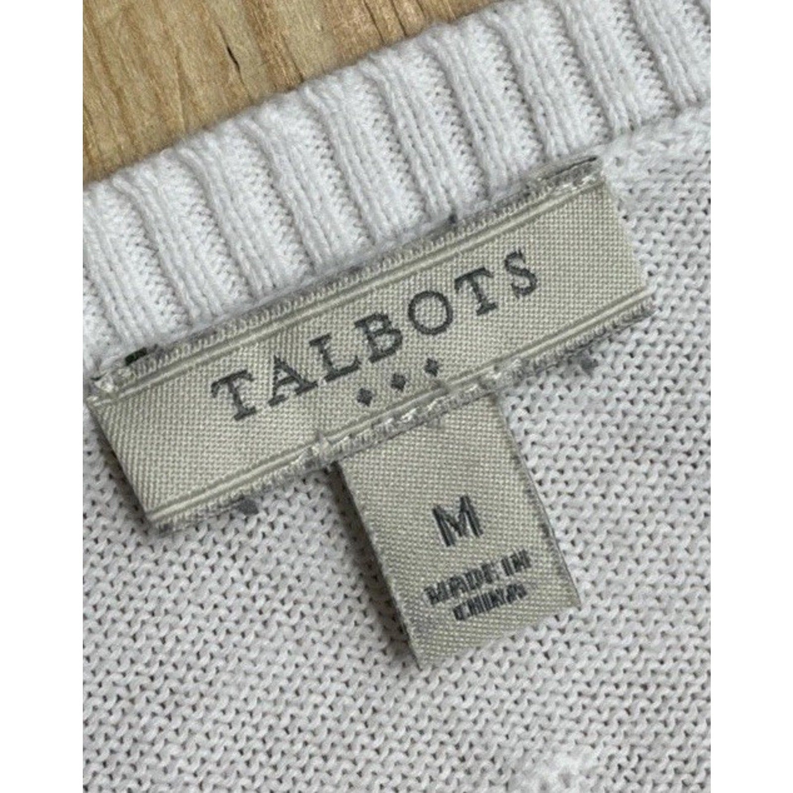Talbots White Textured Bubble Polka Dots Sweater Size M