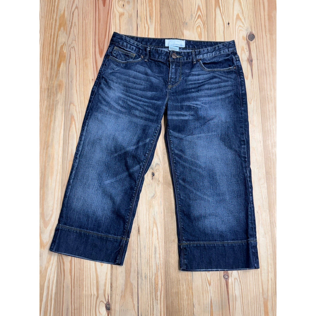 Maurices Women's Crop Blue Denim Jeans Basket Weave Sz 7/8
