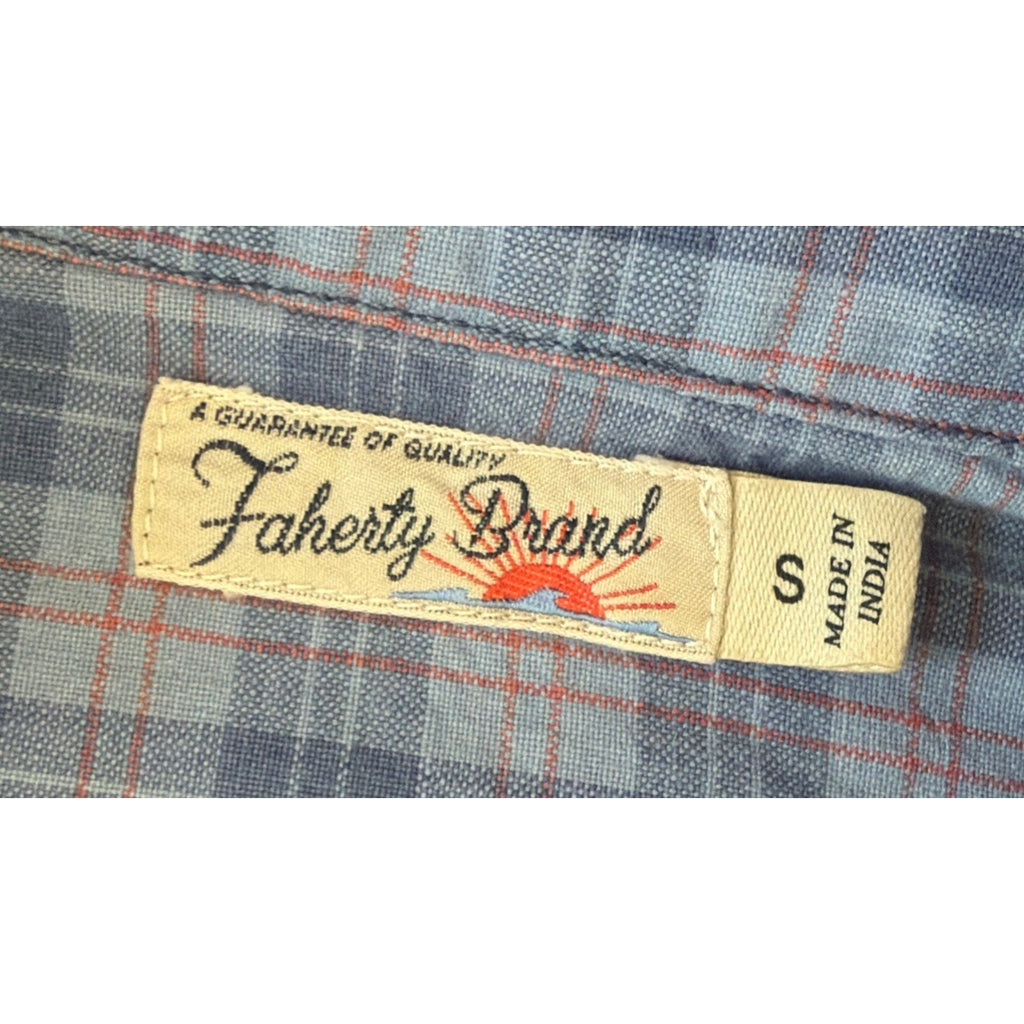 Faherty Women's Blue Plaid Long Sleeve Button Up Shirt Size S Western Cowgirl