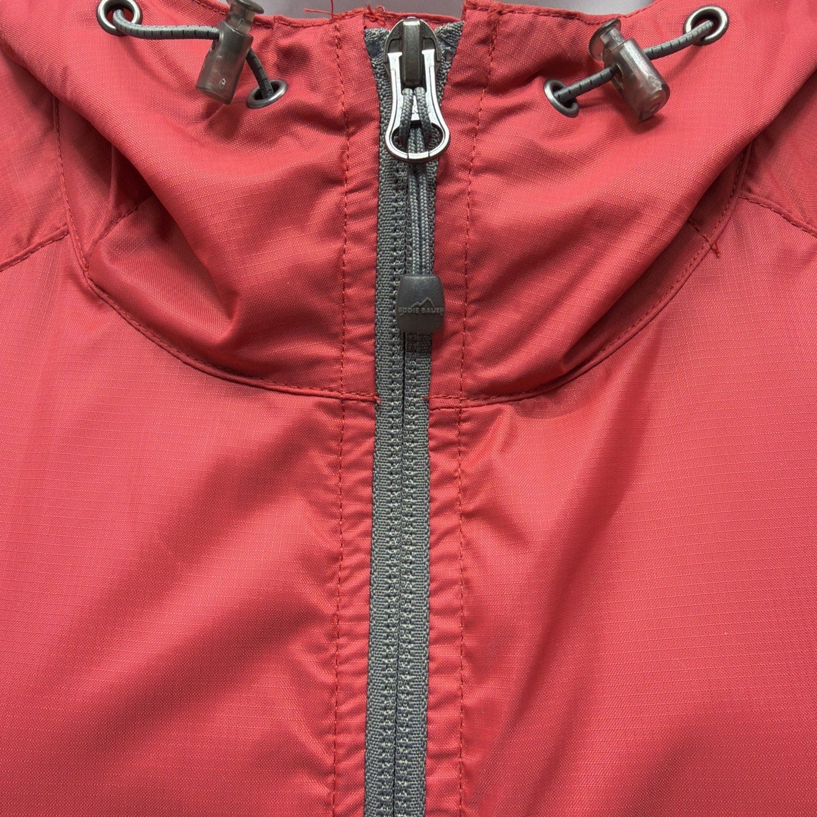 Eddie Bauer Weatheredge Womens XL Red Shell Full Zip Hooded Rain Jacket NWOT