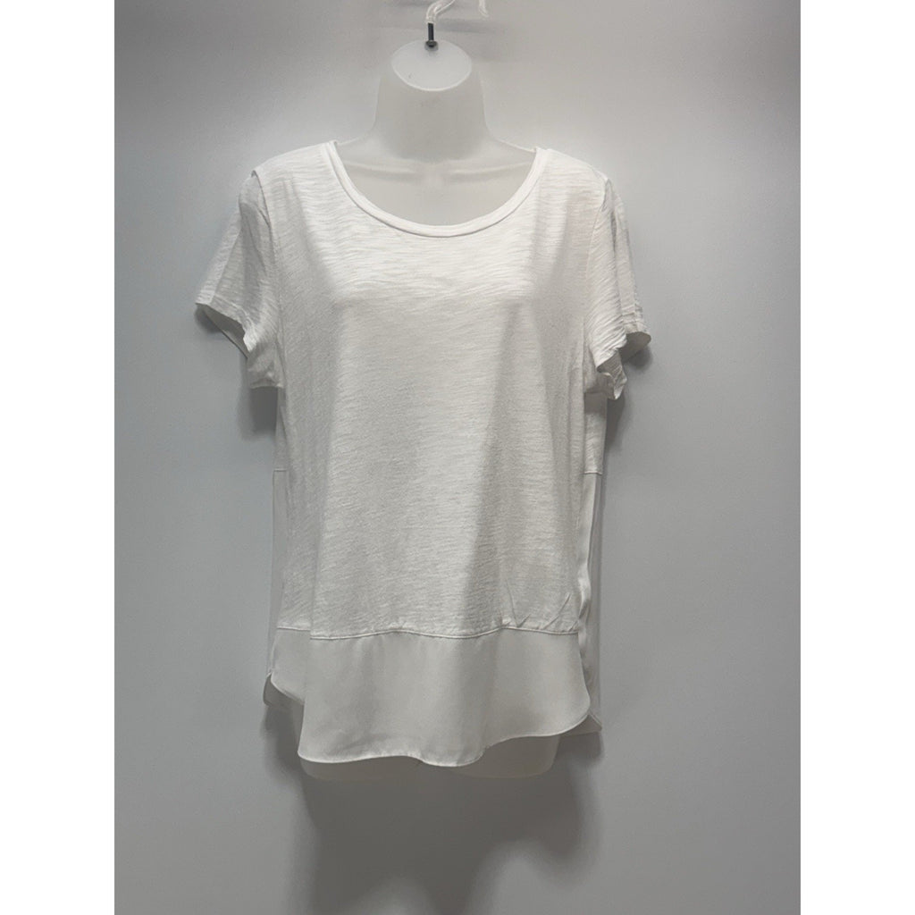 Express White Block Short Sleeve Tee Blouse Women’s Size Medium