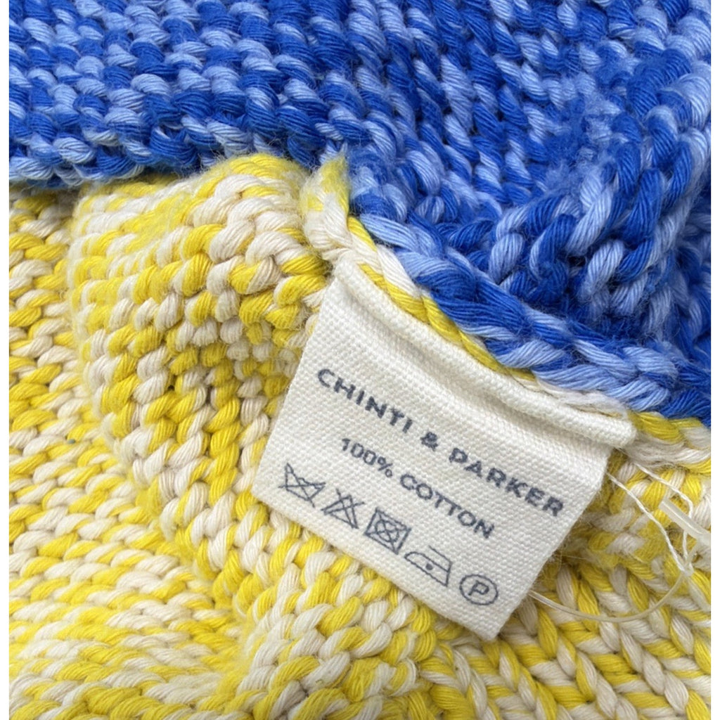 Chinti & Parker Size XS Mock Neck Sweater Blue Yellow Colorblock 100% Cotton