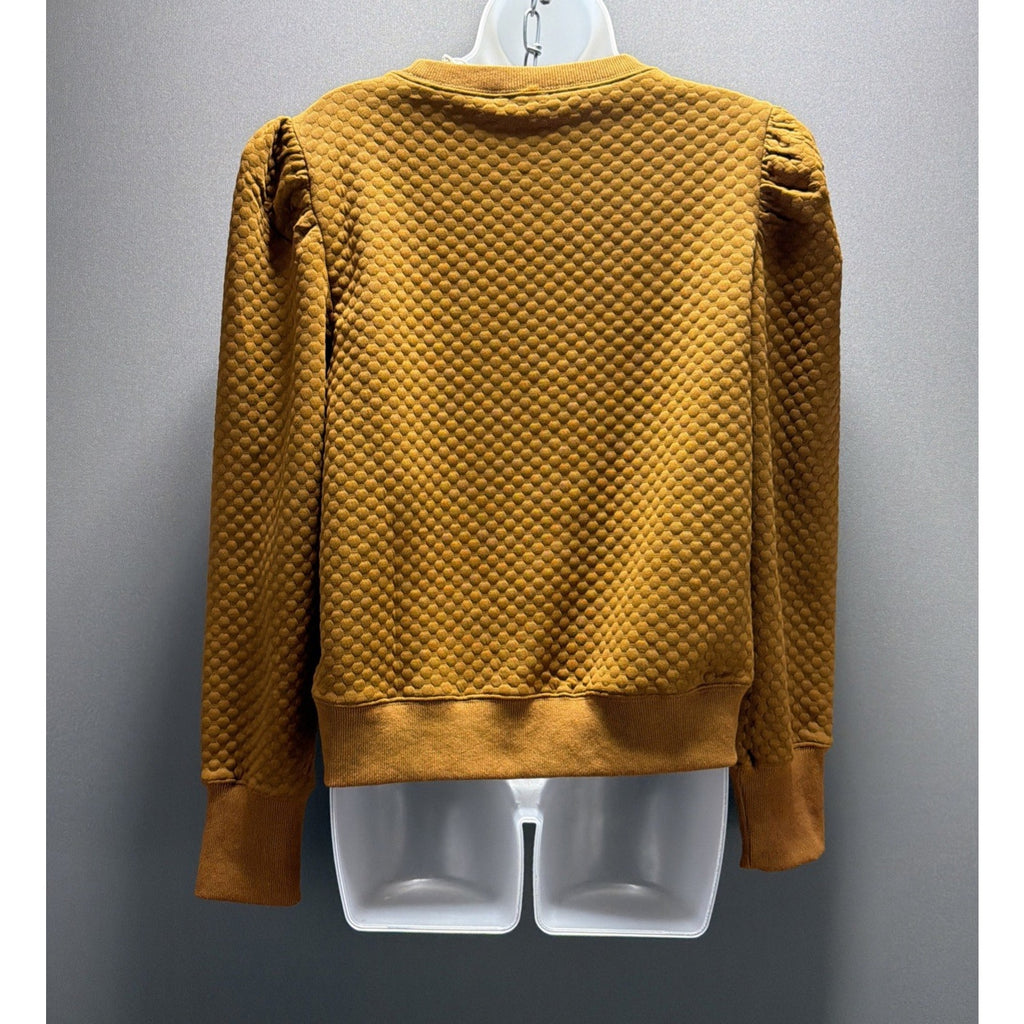 Jodifl Women’s S Puff Long Sleeve Quilted Ribbon Detail Blouse Top Sweater NWT