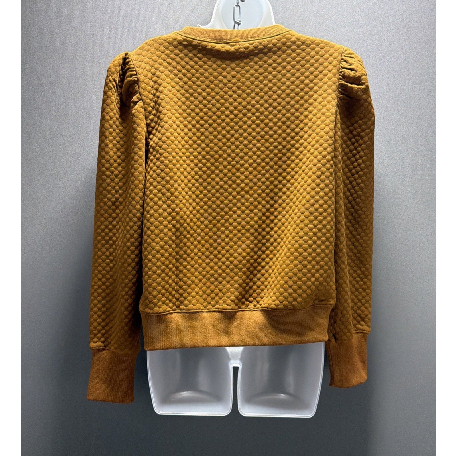 Jodifl Women’s S Puff Long Sleeve Quilted Ribbon Detail Blouse Top Sweater NWT