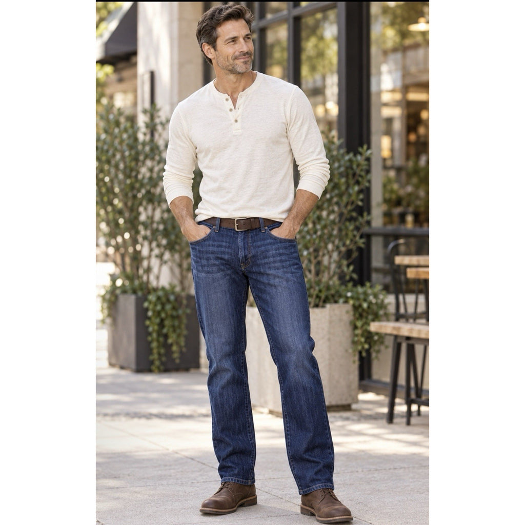 Lucky Brand 181 Relaxed Straight Jeans Mens 38x30 Dark Wash Stretch Denim