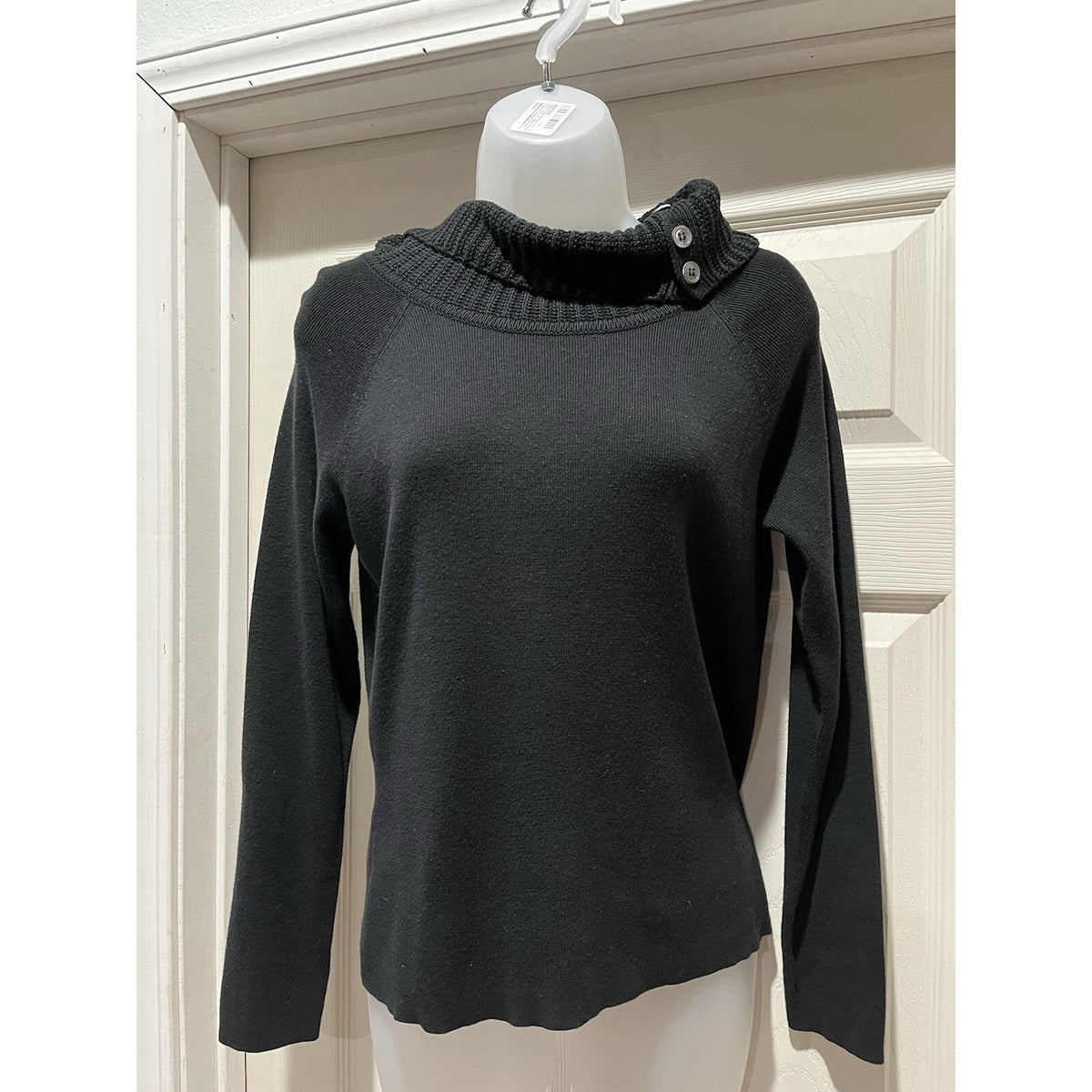 Vintage 90's Y2K Northern Isles Sz M Black Chunky Knit V Neck Pullover Sweater