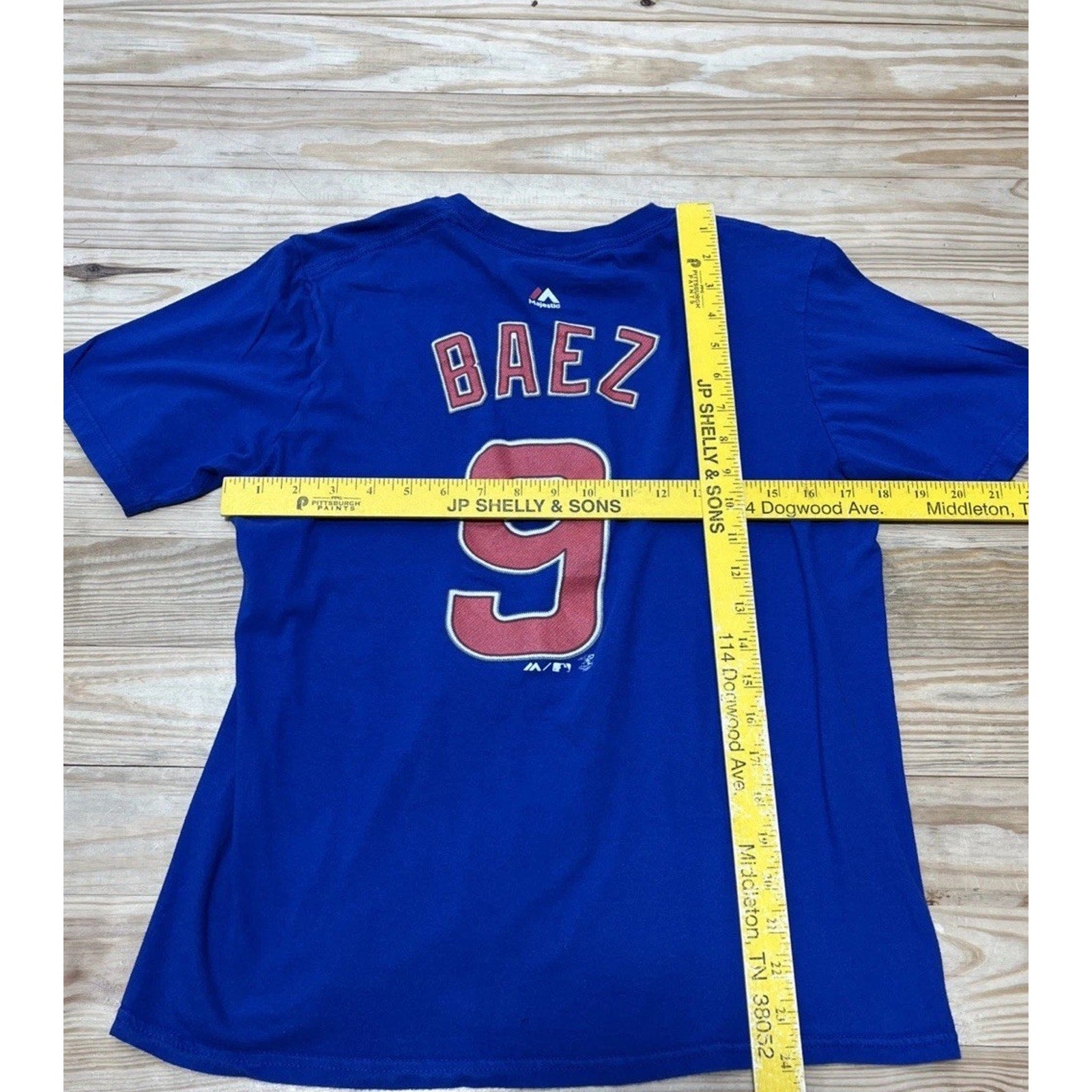 Chicago Cubs #9 BAEZ Majestic Youth Tshirt Baseball Blue Sz XL