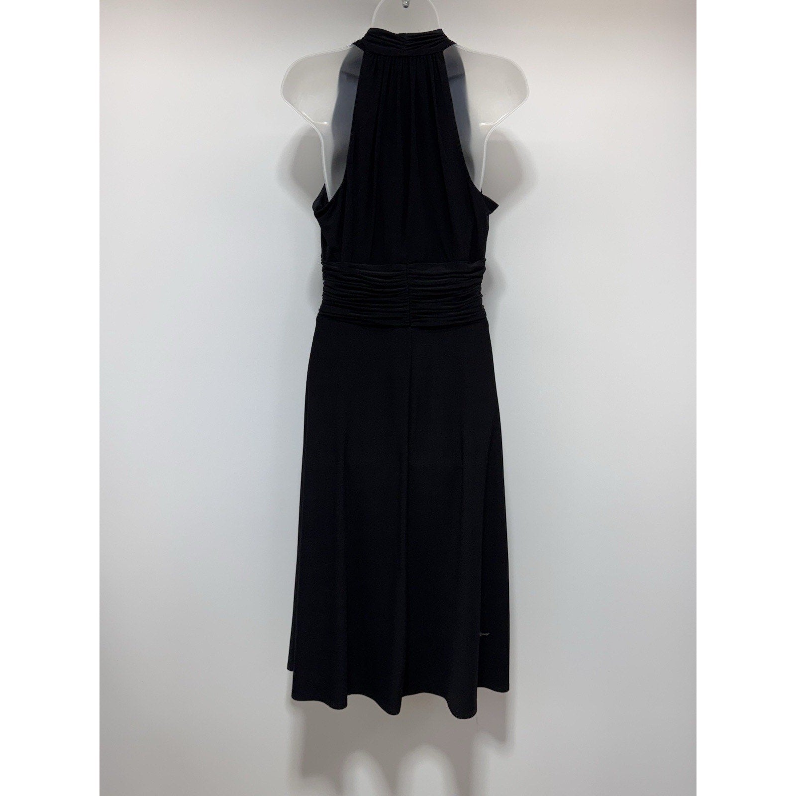 Kasper Sleeveless Fit & Flare Dress Black Stretch Ruched Waist Women’s Size 8