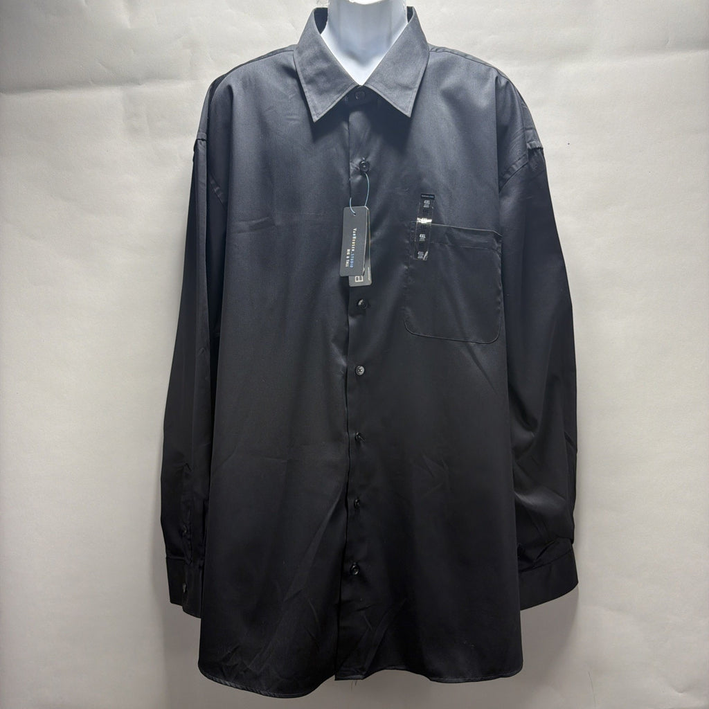 New VAN HEUSEN STUDIO No Iron Big &Tall 4XL Black Button Down Dress Shirt NWT
