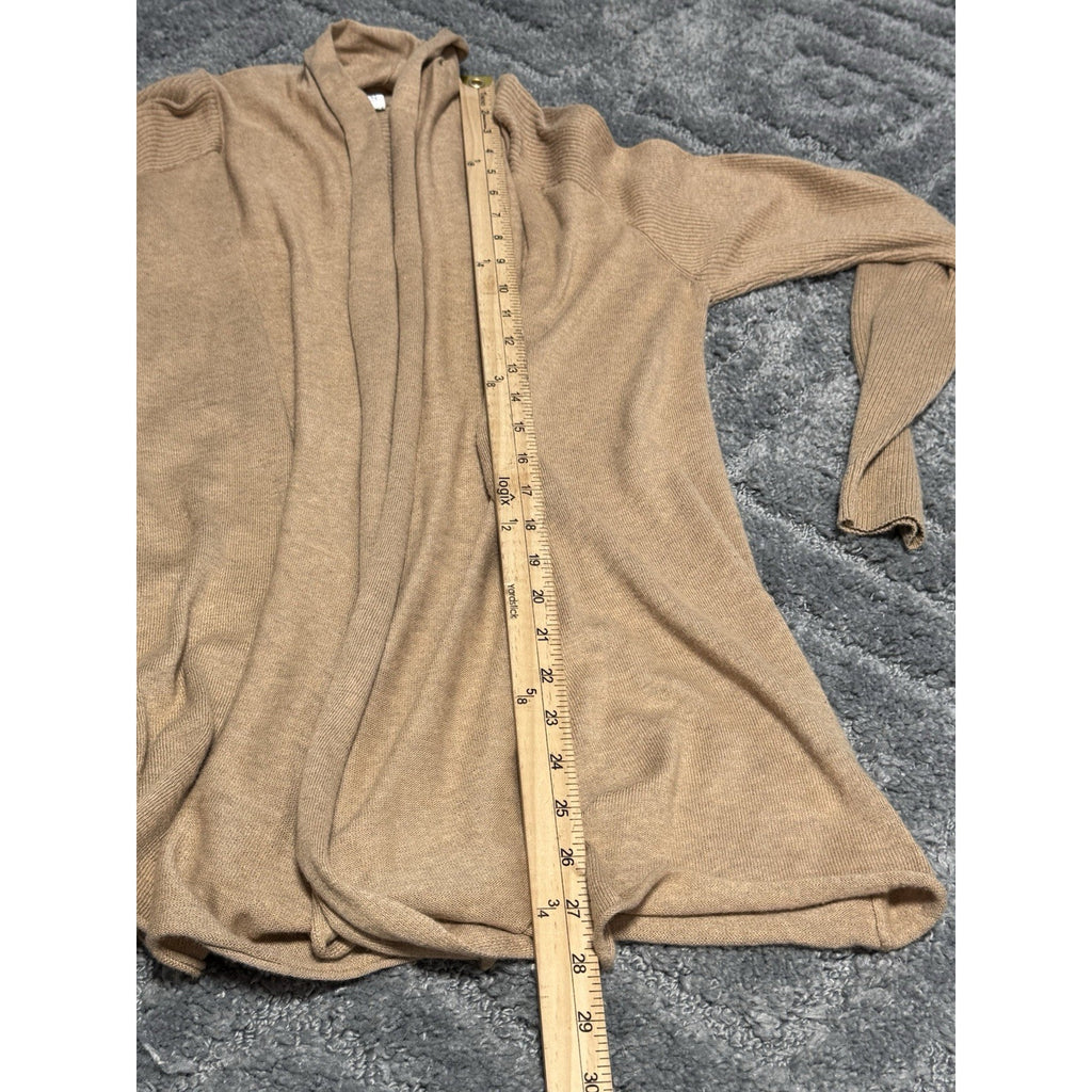 Stylus Tan Cotton Wool Blend Cardigan Sweater Open Front Women’s Size Medium