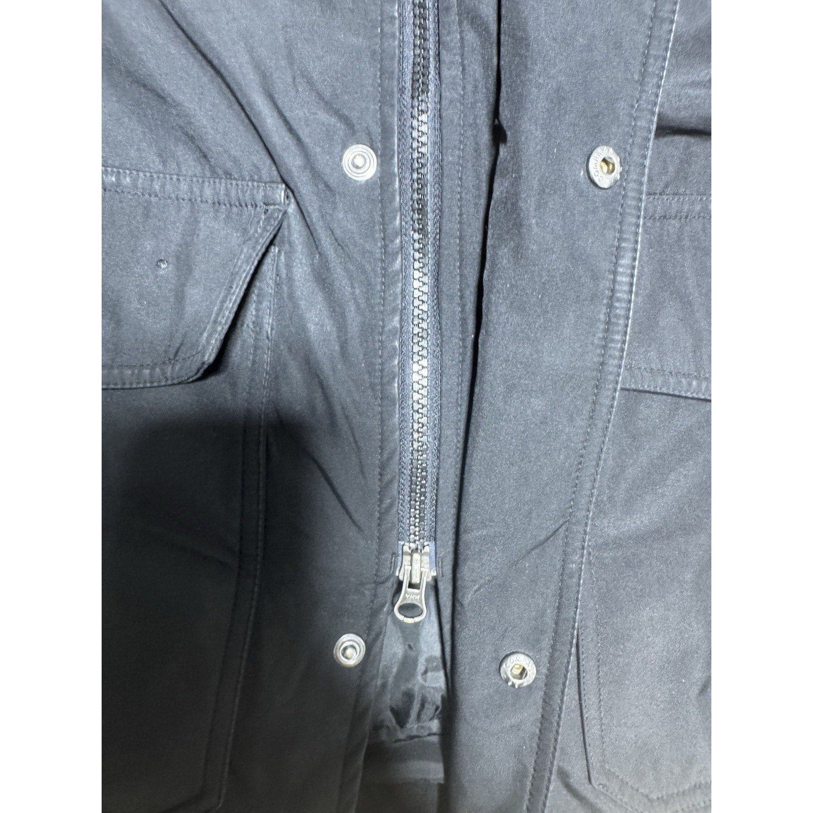 Structure Mens L Black Utility Field Jacket Full Zip Snap Pockets Insulated Coat