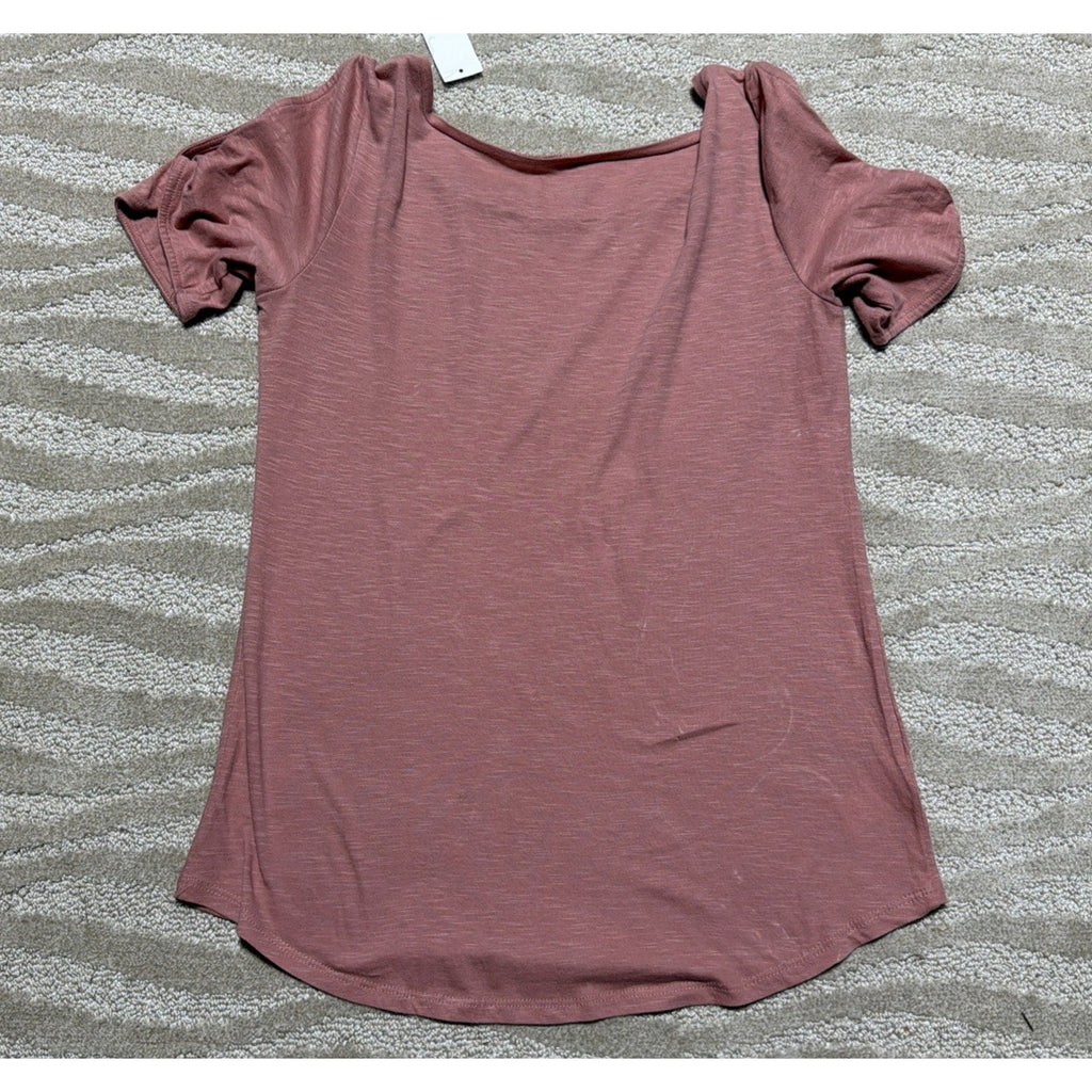 ANN TAYLOR Factory Women’s Pink Detail Knot Short Sleeve Top Size XS NWT