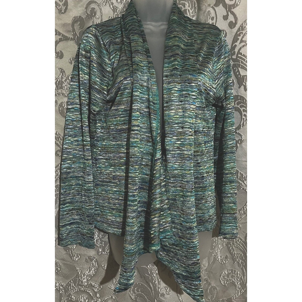 Cable & Gauge womens medium long sleeve green open front cardigan