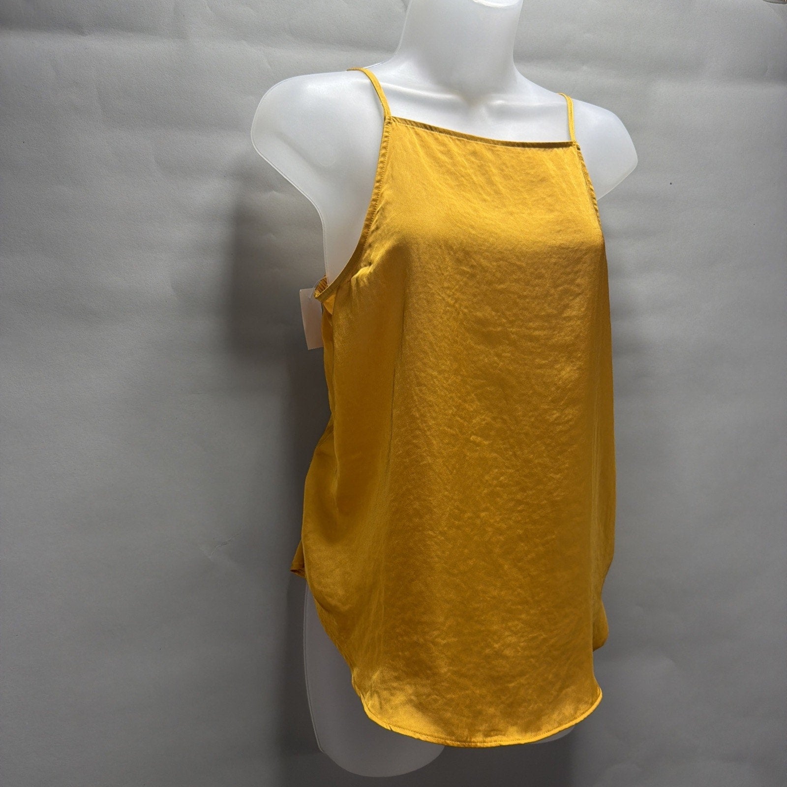 Ann Taylor Loft Spaghetti Strap Satin Tank Top Yellow /Gold Size Small NWT