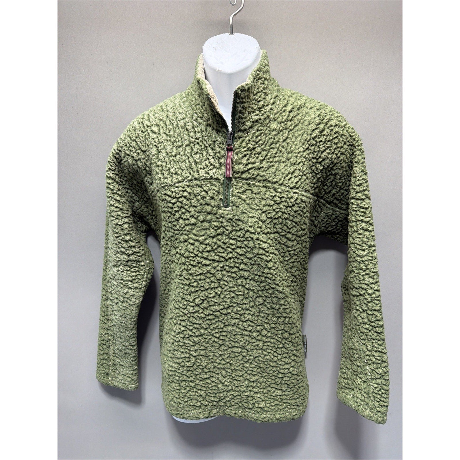 Live Oak Brand Jacket Mens Small Green Fleece 1/4 Zip Long Sleeve Side Pockets