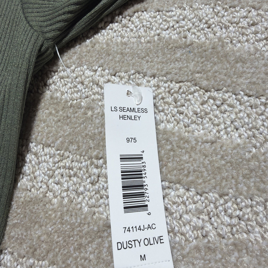 Justify Long Sleeve Seamless Henley Dusty Olive Women’s M Stretch NWT