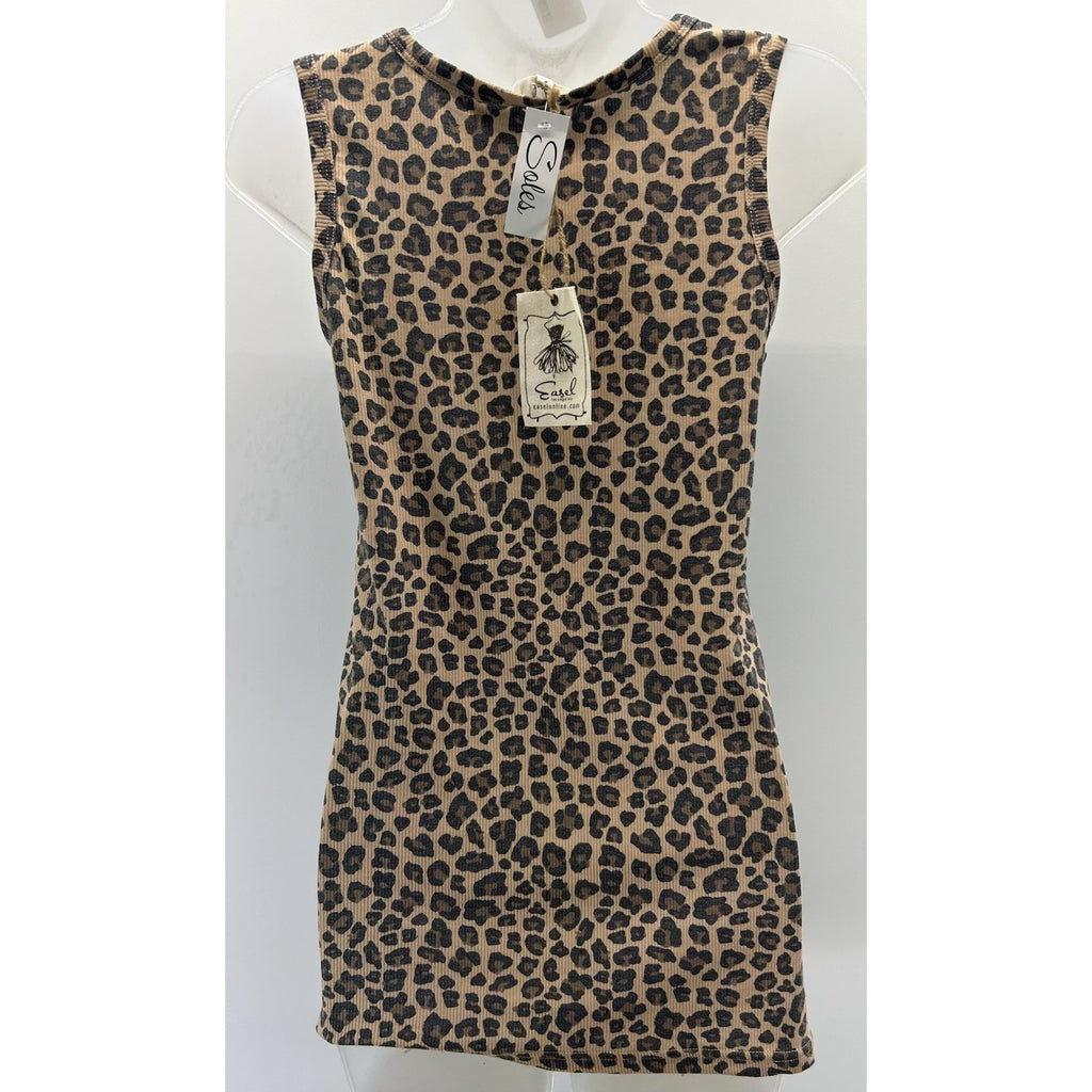 Easel Tank Top Size S Knit Leopard Printed NWT.