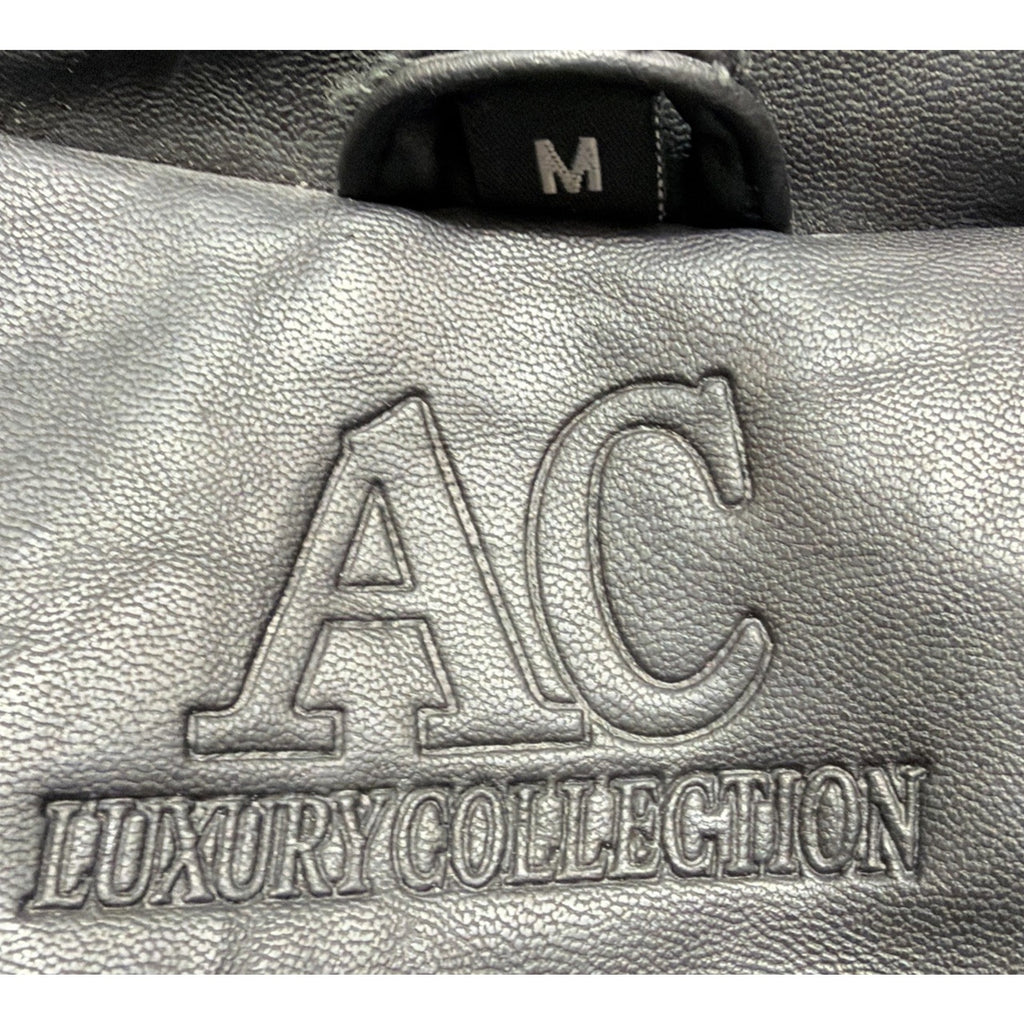 AC Luxury Collection Jacket Women Med Black Faux Leather Full Zip Made In Italy