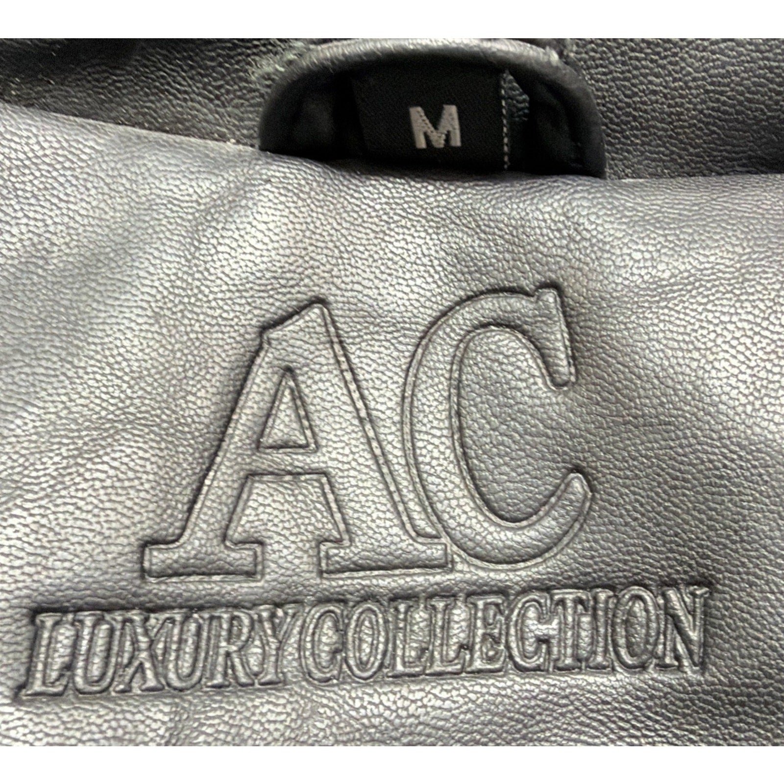 AC Luxury Collection Jacket Women Med Black Faux Leather Full Zip Made In Italy